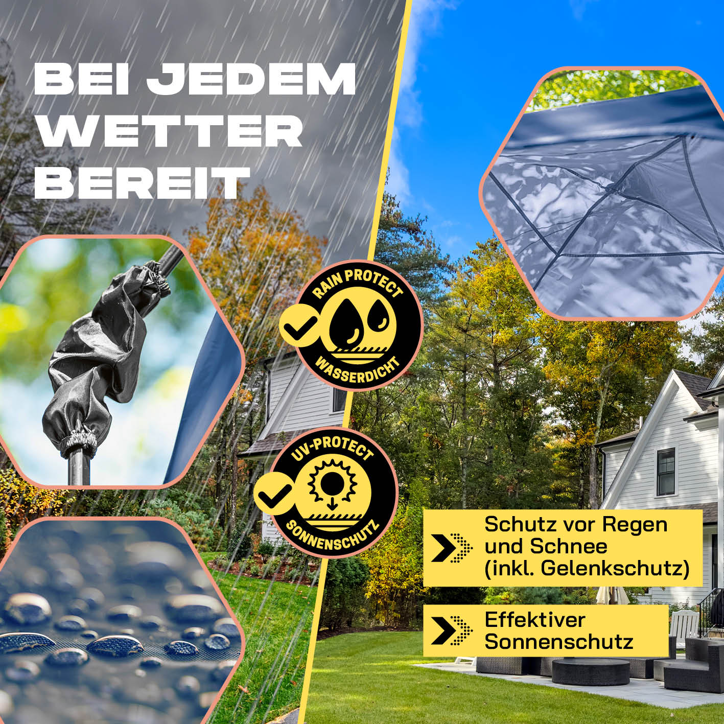 Pop up Pavillon - Blau, wasserfest und wetterfest mit UV- und Regenschutz, ideal für Outdoor-Feste und Camping.