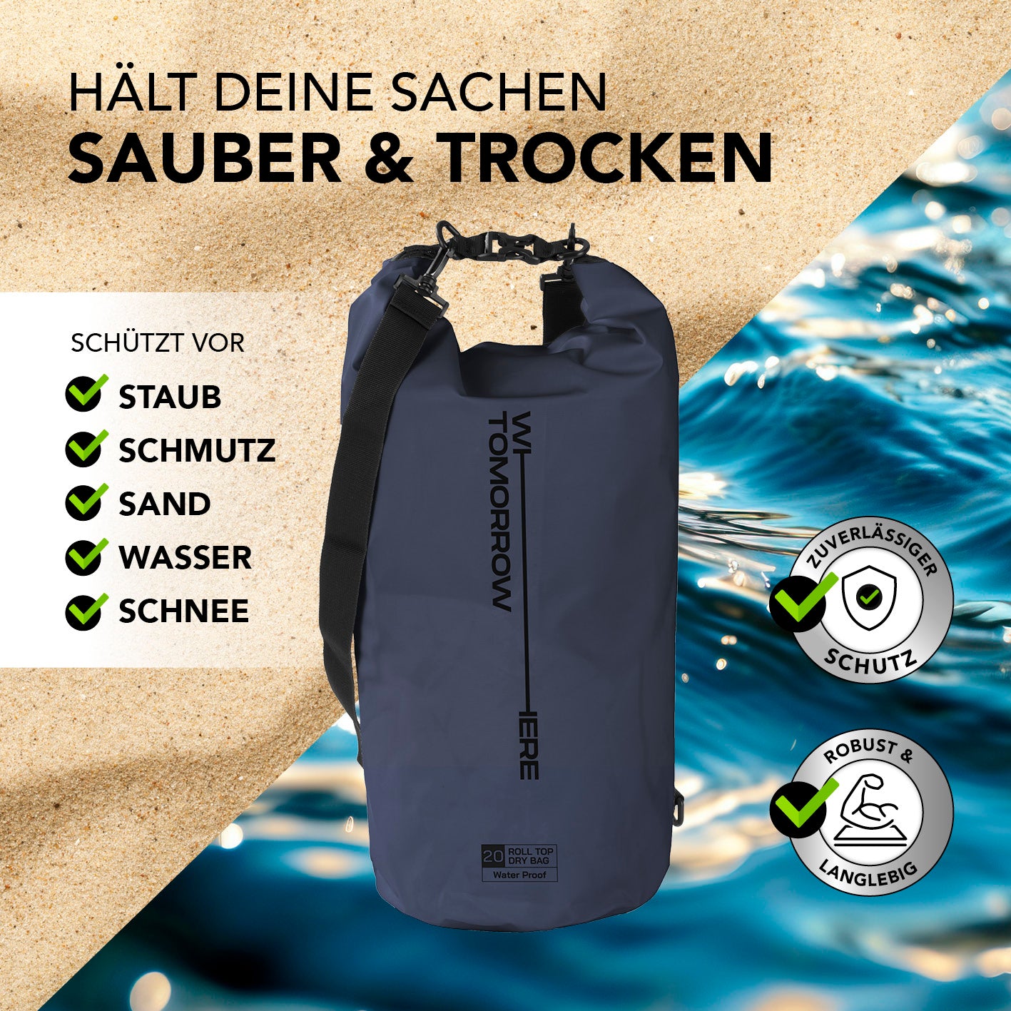 Dry Bag 20L - Style 02 - Dunkelblau