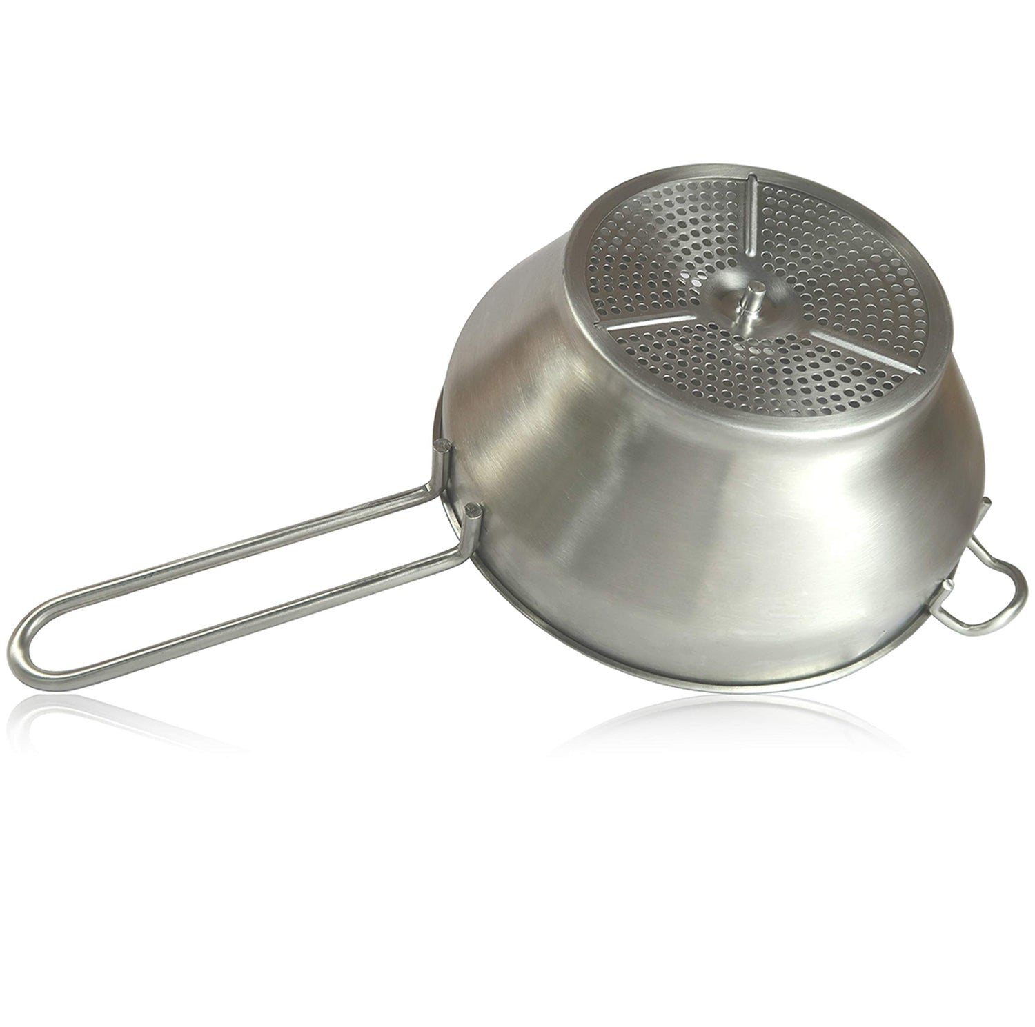 Edelstahl-Passiergerät inkl. 3 Siebeinlagen 19,5 cm mit robustem Griff und fein gelochtem Sieb zum Passieren von cremigen Speisen.
