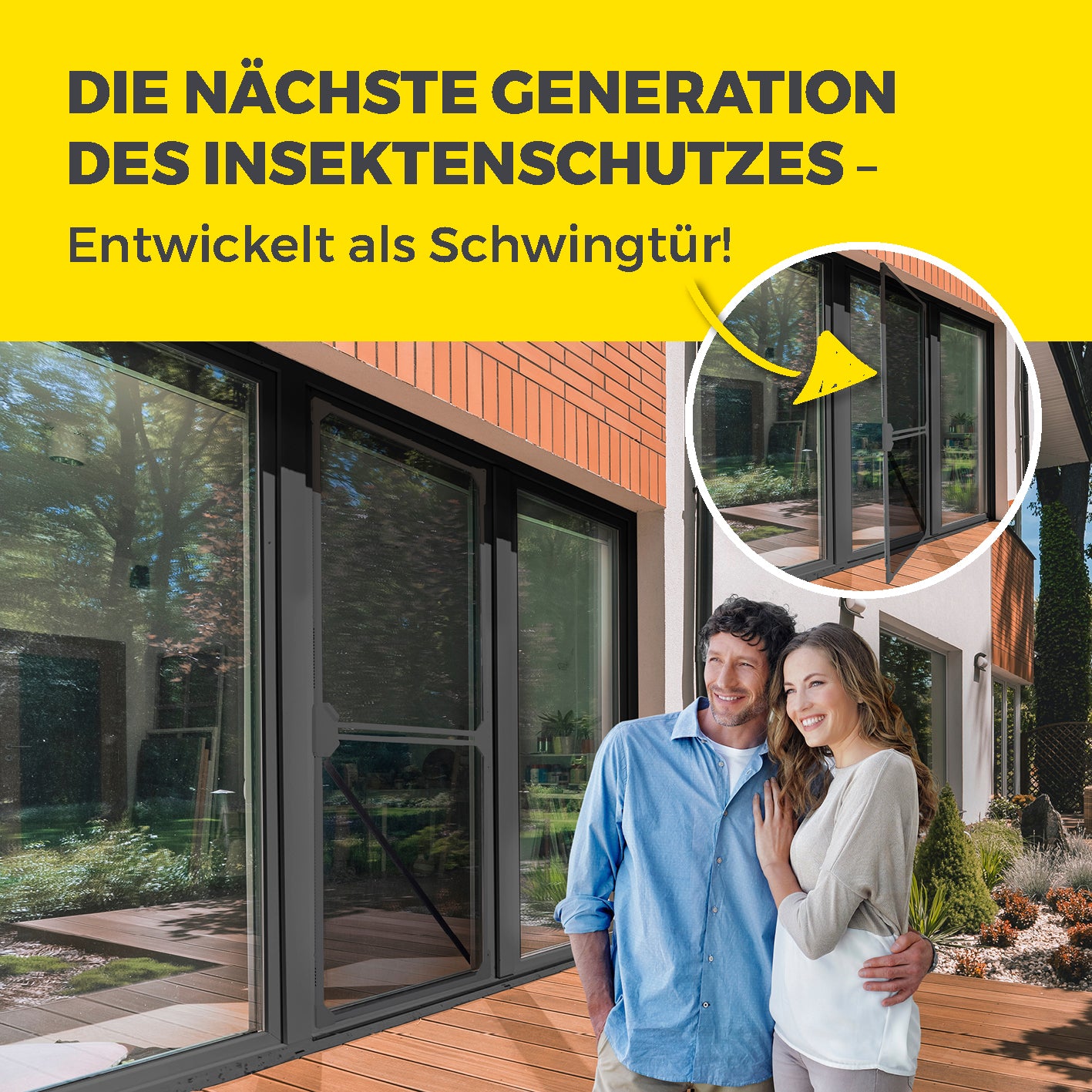 Teleskop-Insektenschutzgitter Schwingtür – Grau