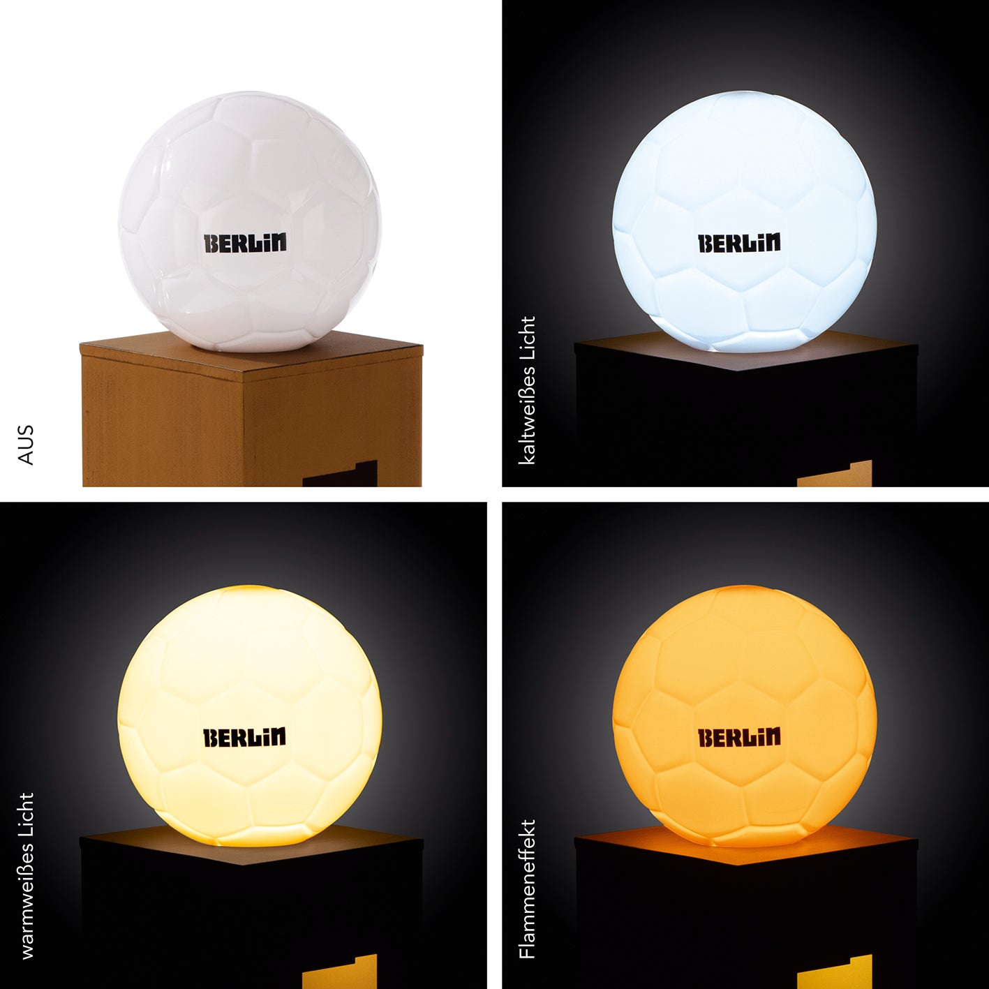 LED-Dekosäule Rost-Optik mit Leuchtkugel - 84 cm - braun, metallisch, Berlin-Logo, 3 Lichtmodi, akkubetrieben, für Innen- und Außenbereich.