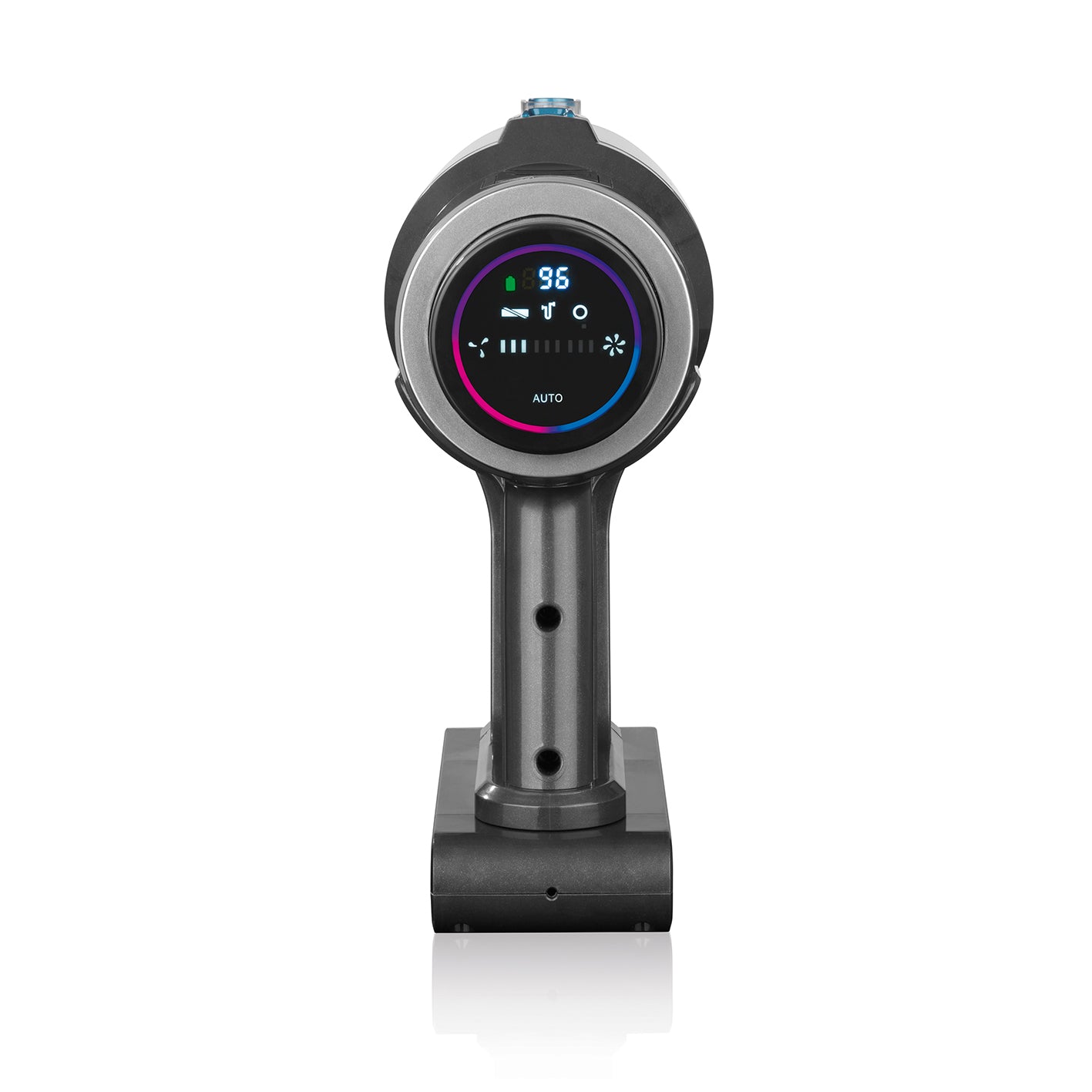 Ersatz-Akku für Akku-Zyklon-Staubsauger LED anthrazit/petrol mit digitalem Display zur Akkuanzeige und Statusinformationen.