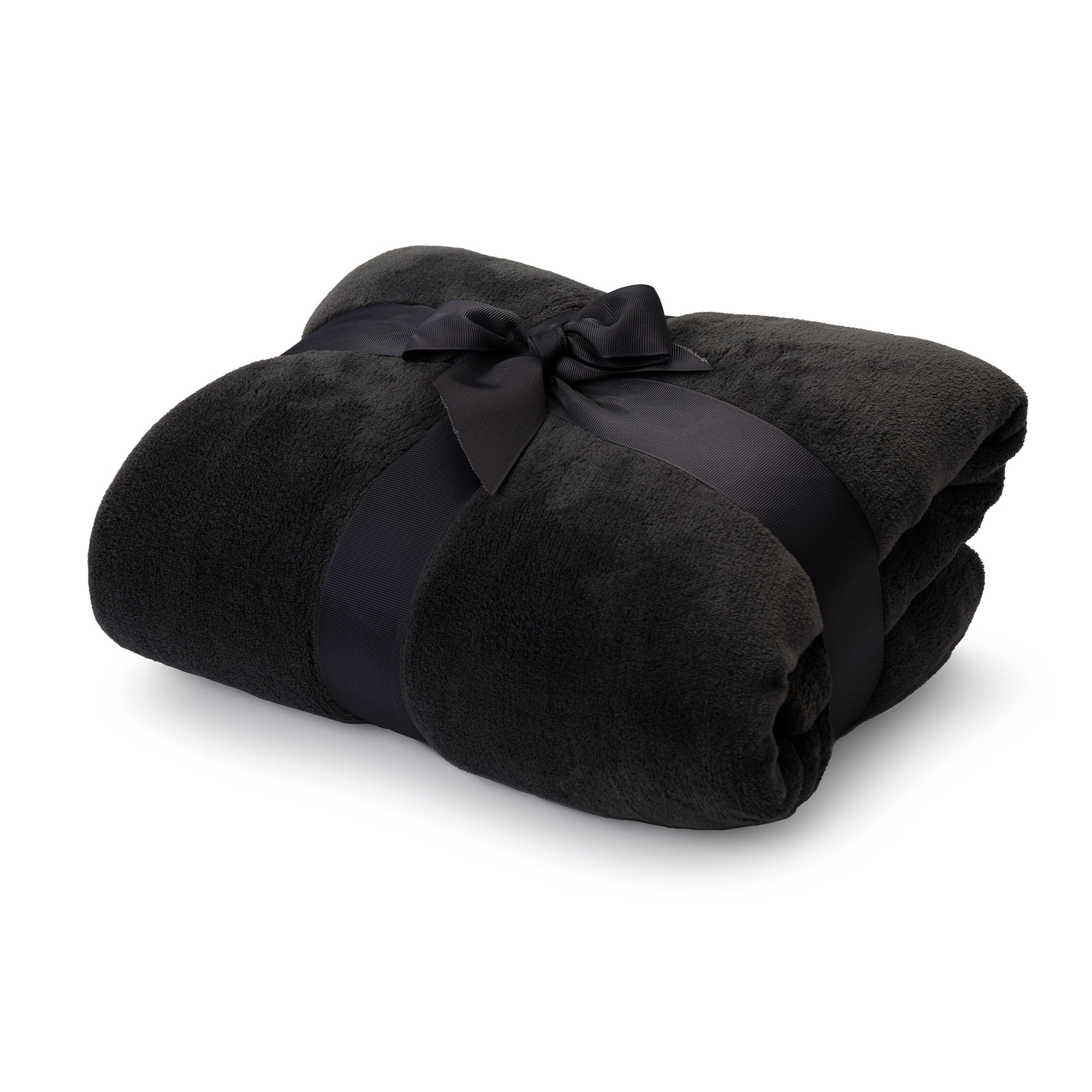 Kuscheldecke mit Ärmeln aus weichem Coral Fleece mit Handytasche + Fußtasche, 150 x 180 + 35 cm, schwarz, Lumaland TV-Kuscheldecke.