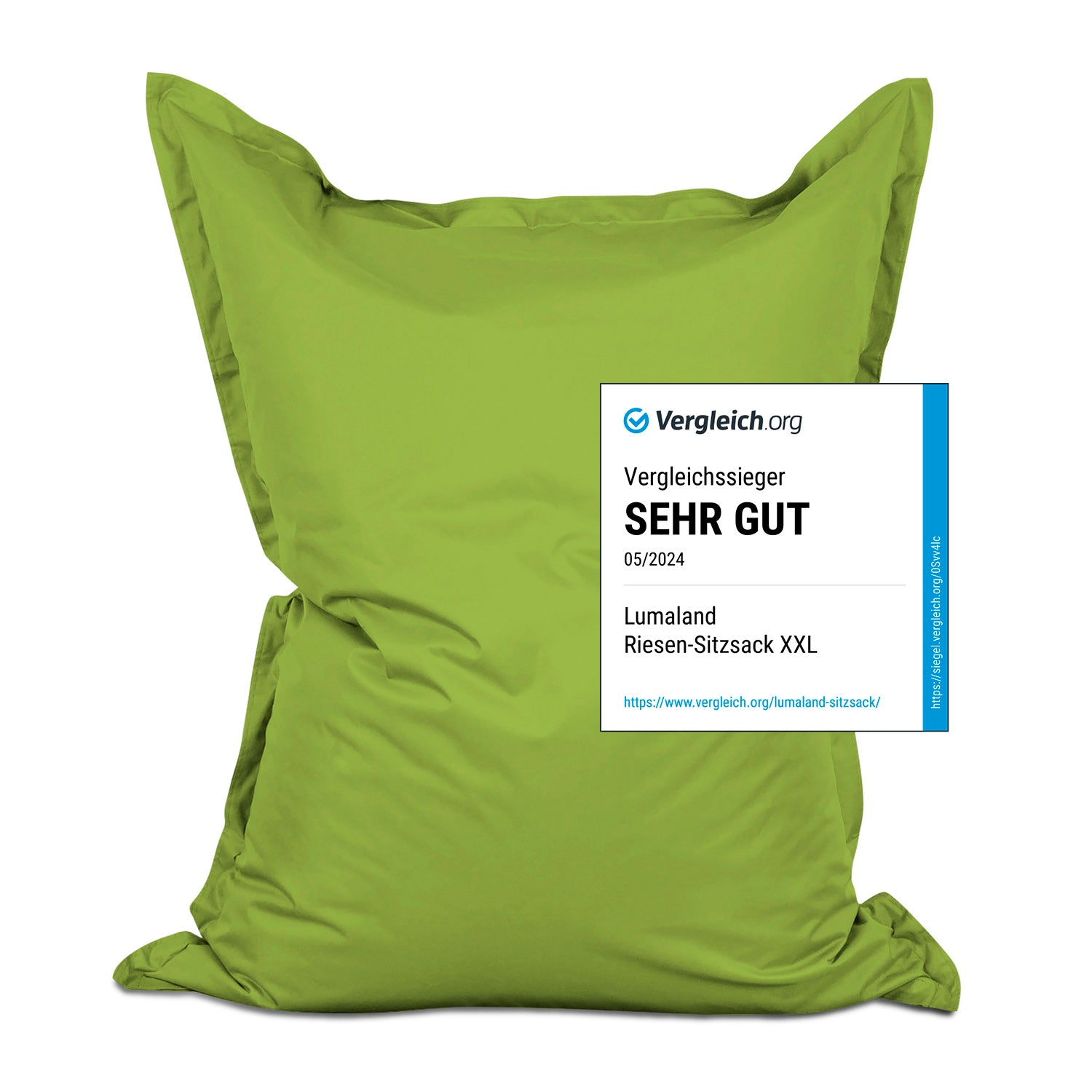 Sitzsack Classic XXL (380 L) Grün, indoor & outdoor, mit hochwertiger Füllung, pflegeleichtem Material und verdecktem Reißverschluss.