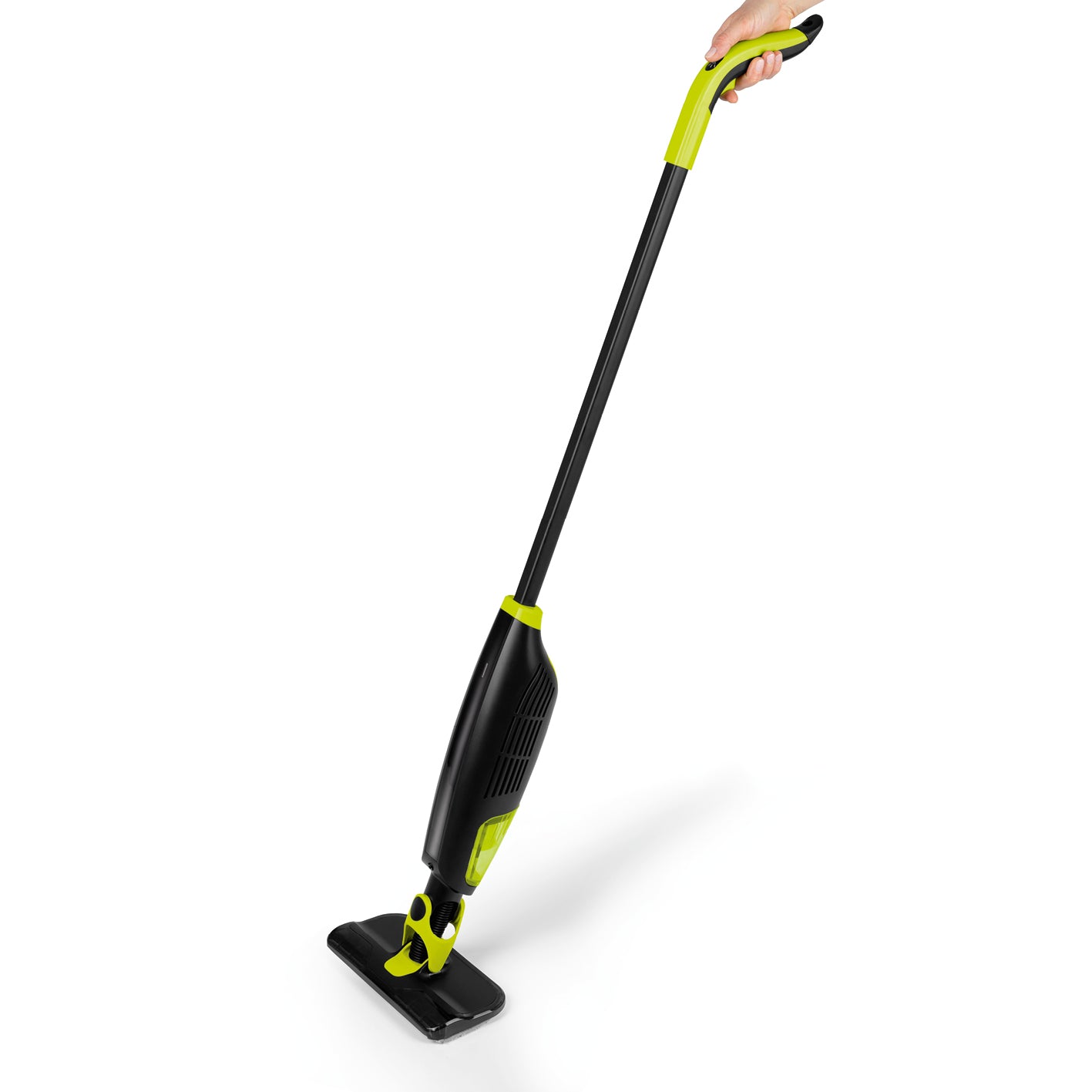 Wischmopp mit Saugfunktion - 180 ml Wassertank, grün/schwarz, kabellos, mit Sprüh- und Saugfunktion, Mikrofaserbezug, handlich und schnell einsatzbereit.