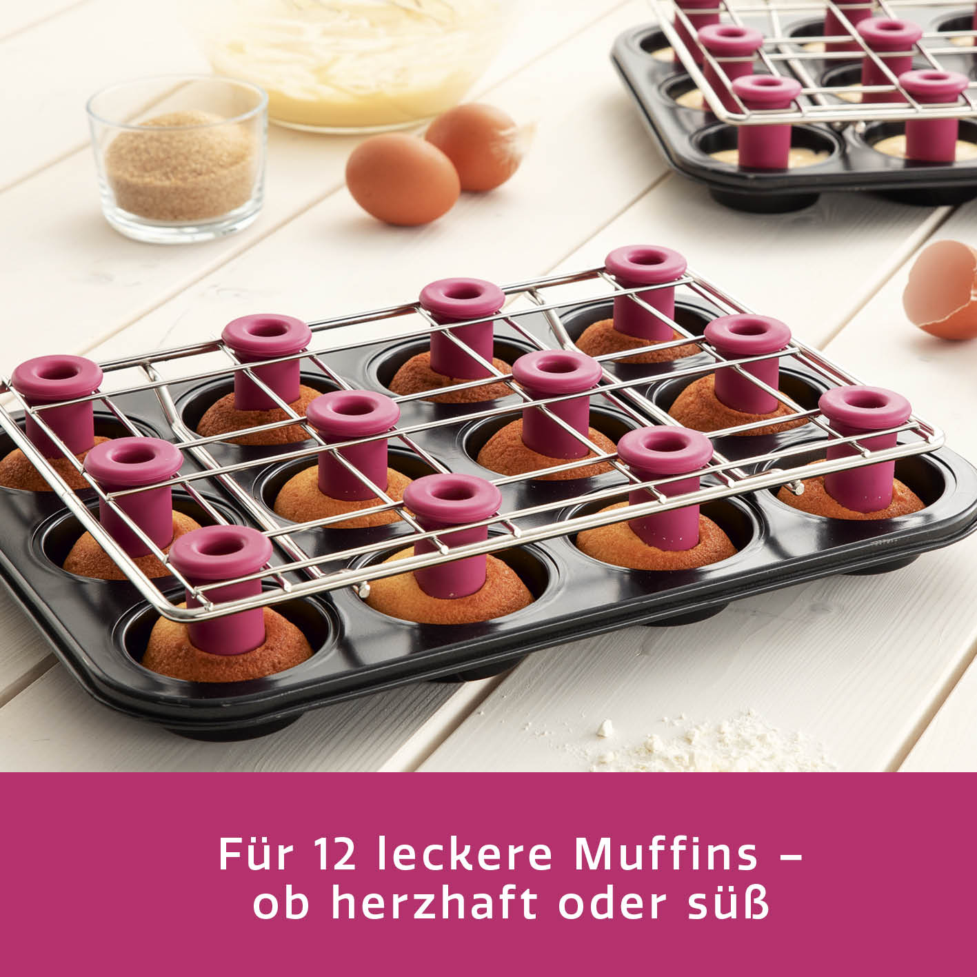 Backblech mit Zentrierhilfe für Muffins & Cupcakes