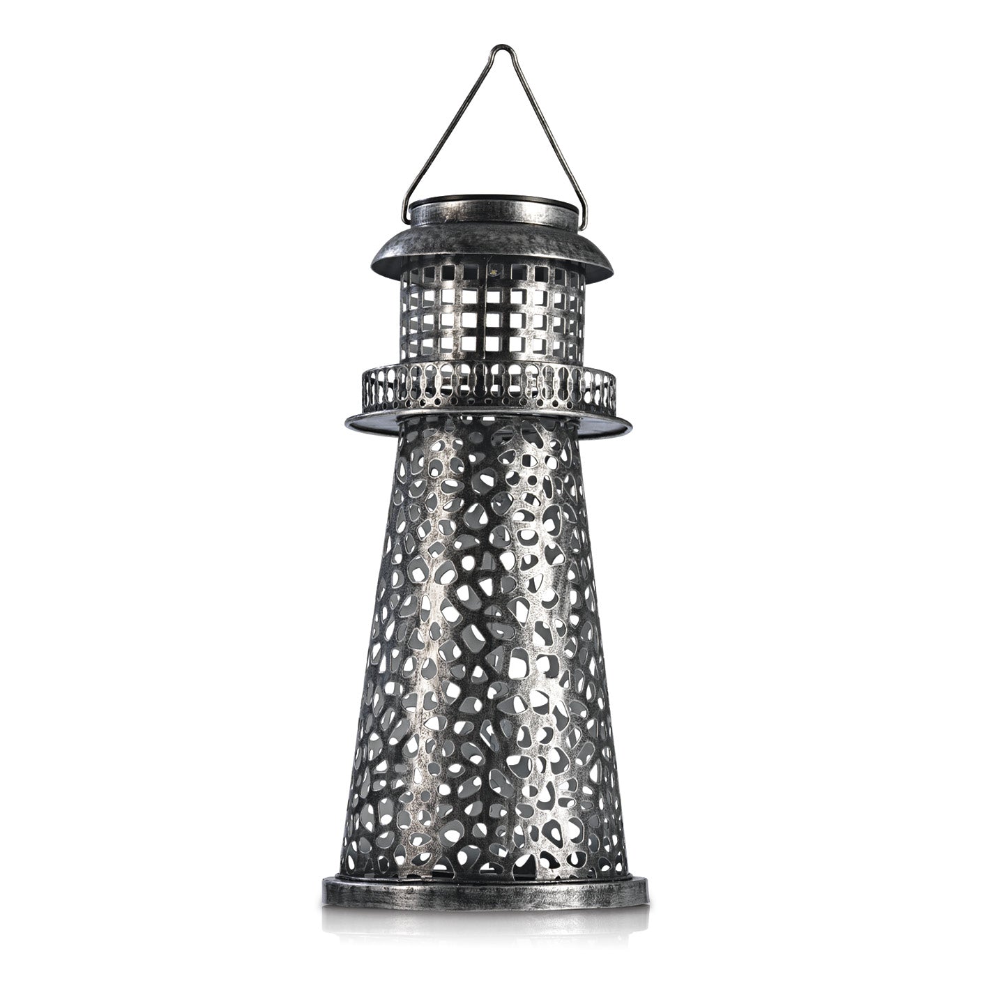 Solar-Leuchte Leuchtturm - silber