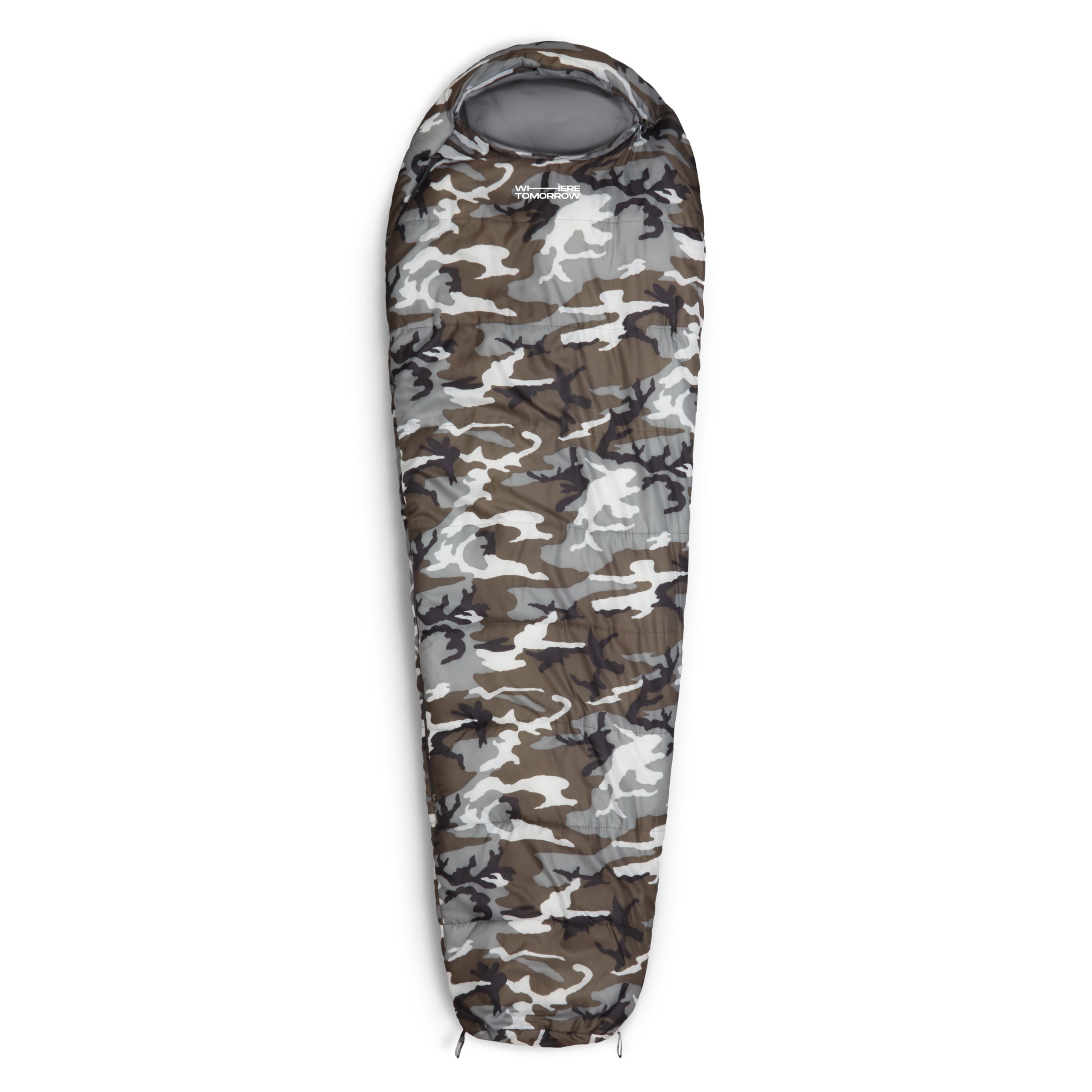 Camping Schlafsack Classic - Mumienschlafsack mit Tasche - 230 x 80 x 55 cm - Camouflage Grau