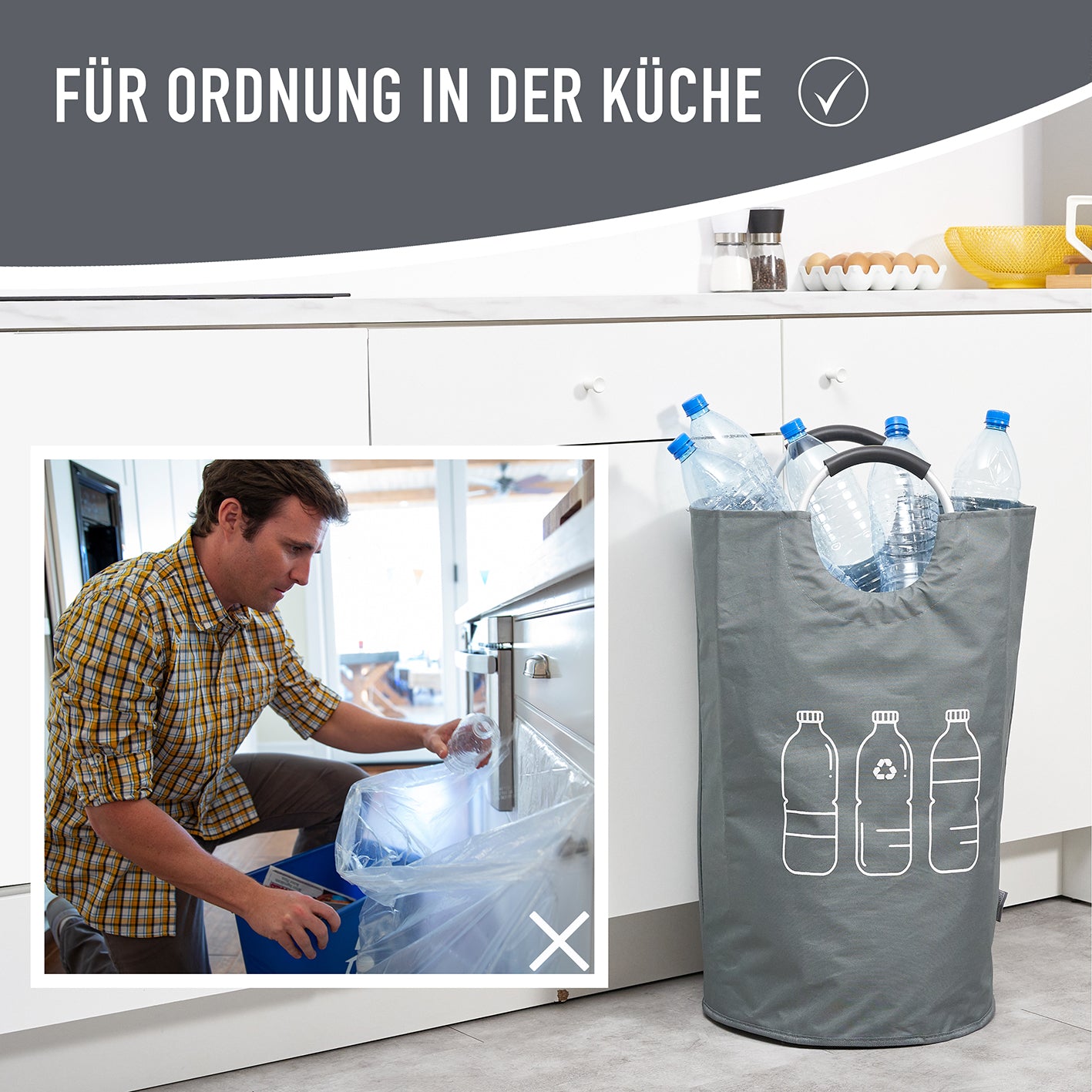 Faltbarer Pfandflaschen Sammelbehälter - Grau