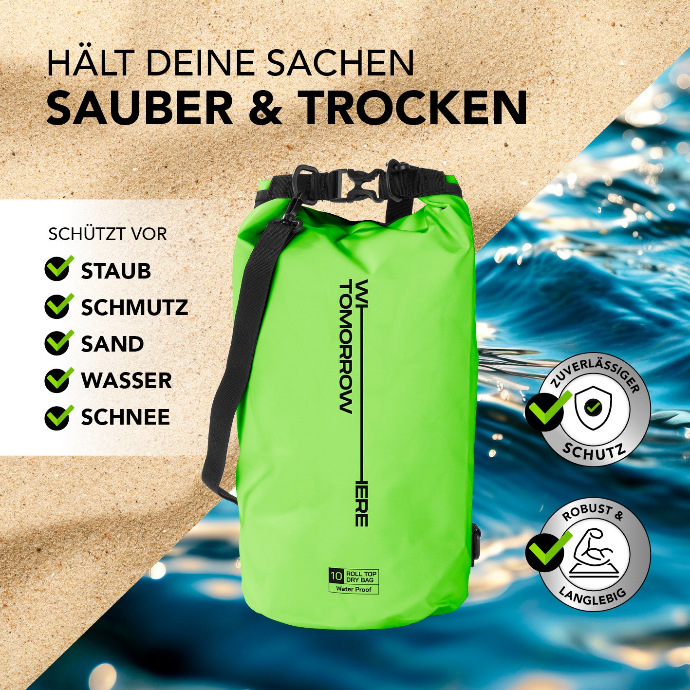 Dry Bag 10L - Style 02 - Grün