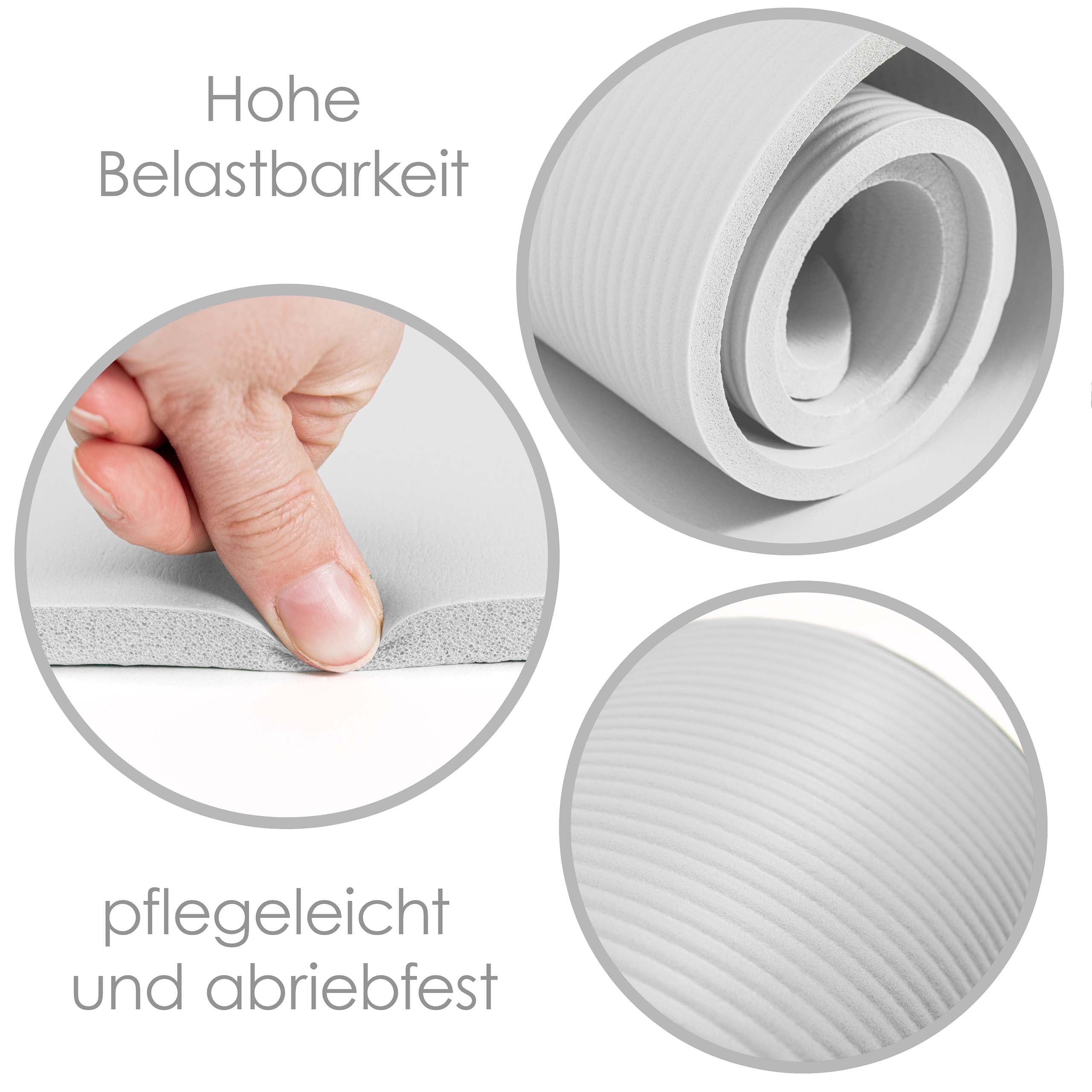 Fitness- & Gymnastikmatte - 183 x 61 x 1,2 cm - Weiß