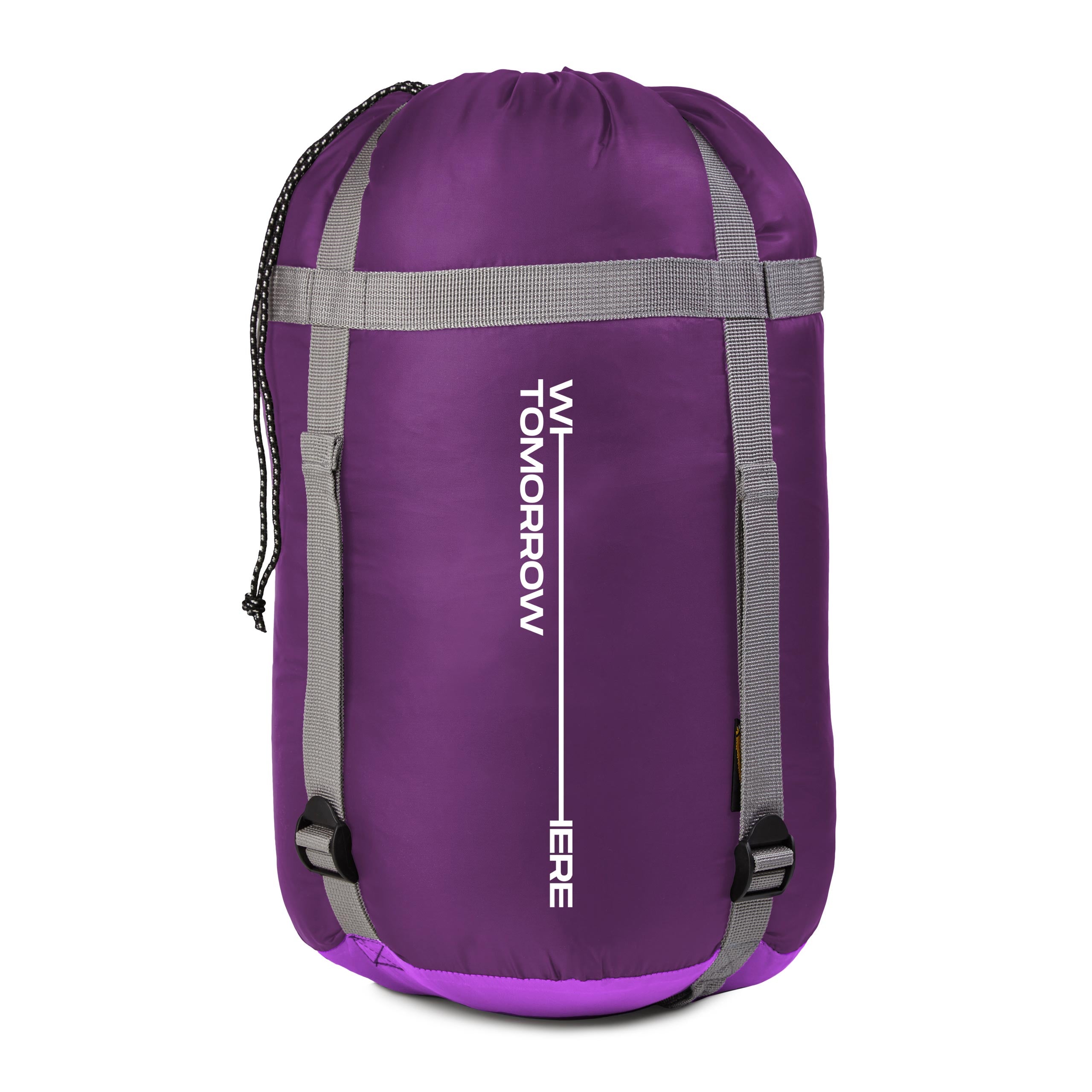 Camping Schlafsack Small & Light - Mumienschlafsack mit Tasche in Lila, wasserabweisend und platzsparend für Outdoor-Aktivitäten.
