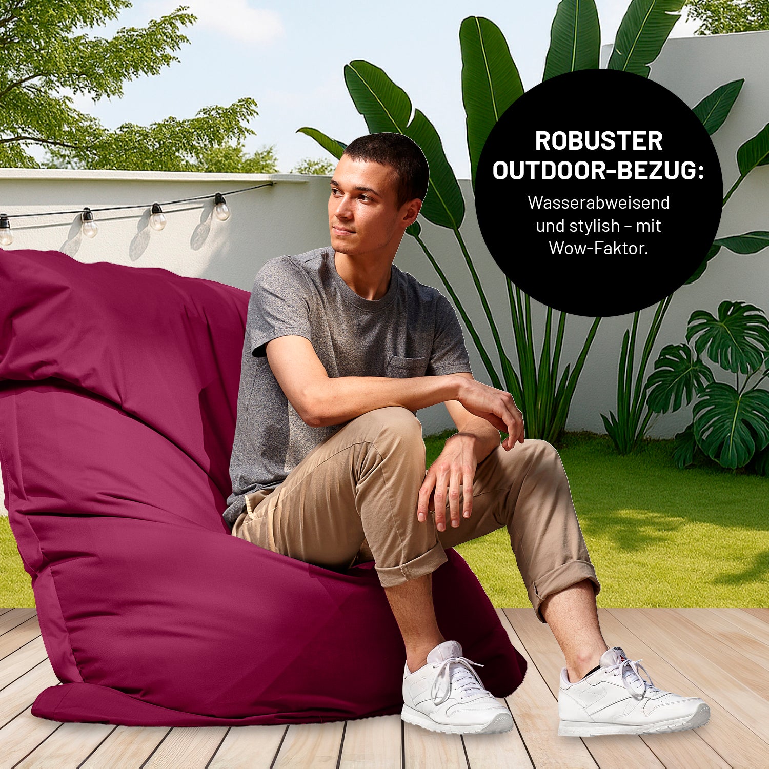 Sitzsack Classic XXL All-in-One Set - 380 L - 140 x 180 cm - Weinrot