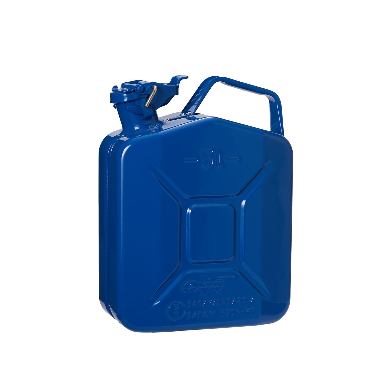 Metall-Kraftstoffkanister 5 Liter Blau, stoß- und feuerfest, mit pulverbeschichtetem rostfreiem Stahl für Diesel und Benzin.