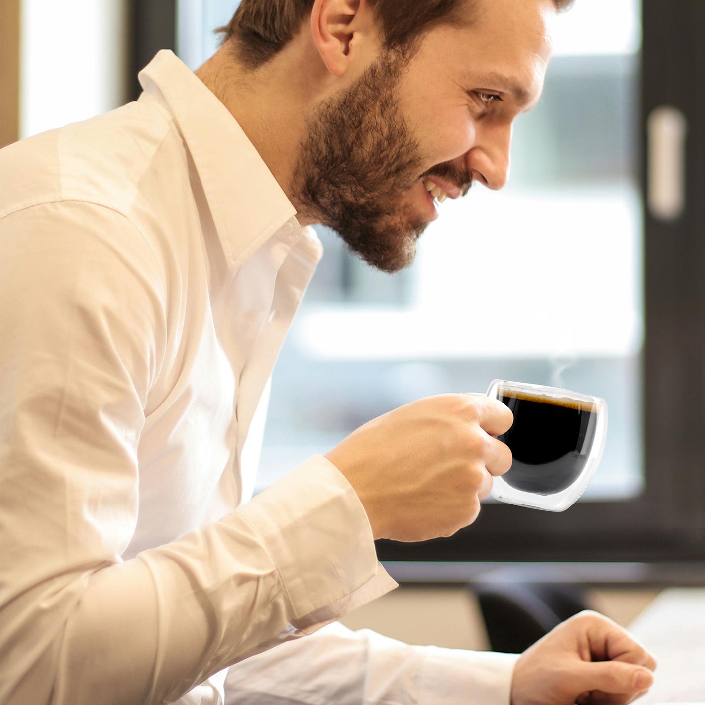 Latte Macchiato Gläser - 6er-Set - 330 ml, doppelwandige, transparente Gläser aus Borosilikatglas für heiße und kalte Getränke.