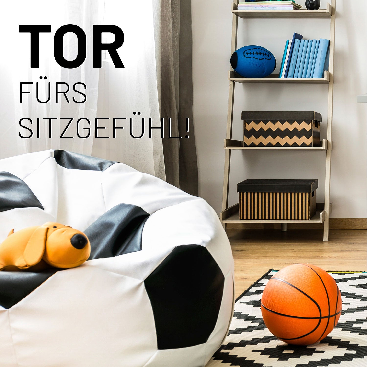Luxury Fußball Sitzsack (170 L) aus hochwertigem Material, ergonomisch, waschbar, ideal für Indoor und Outdoor.