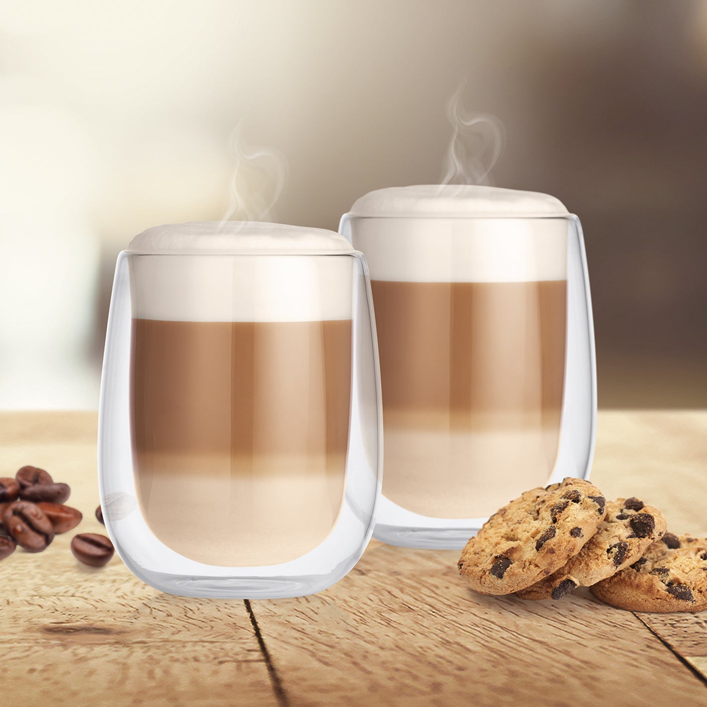 Latte Macchiato Thermogläser - 6er-Set aus doppelwandigem Borosilikatglas, isolierend und ideal für heiße sowie kalte Getränke.