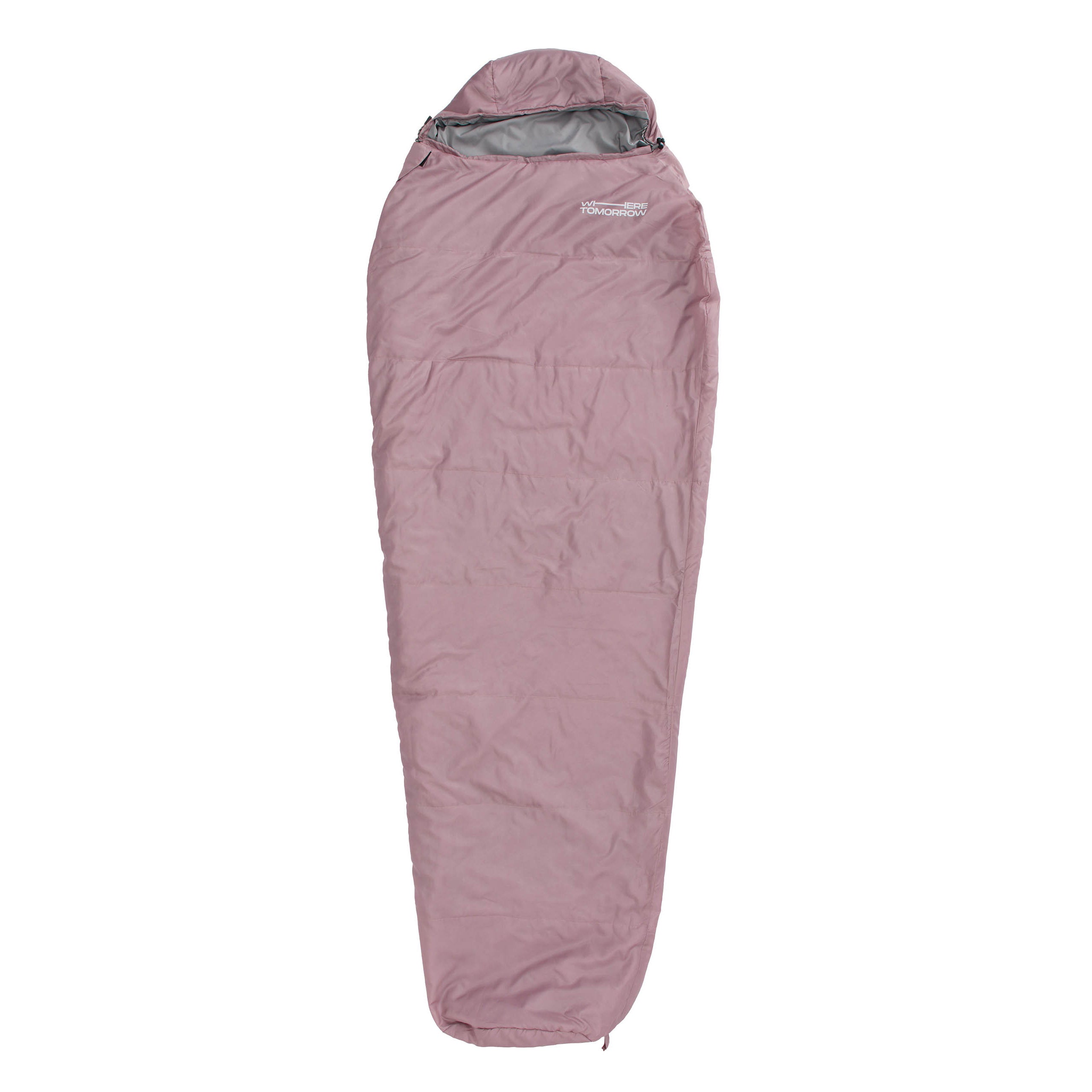Camping Schlafsack Small & Light in Rose, wasserabweisender Mumienschlafsack mit Kordelzug und Wärmekragen, 220 x 80 x 50 cm.