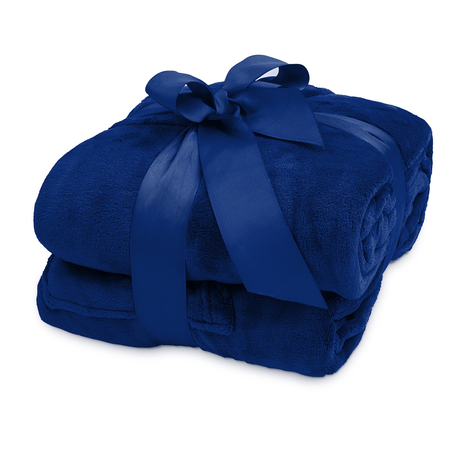 Kuscheldecke - 170x200cm - 50 cm Fußtasche - Sofadecke & Tagesdecke - Blau, weich, flauschig, pflegeleicht, mit Schleife dekorativ verpackt.