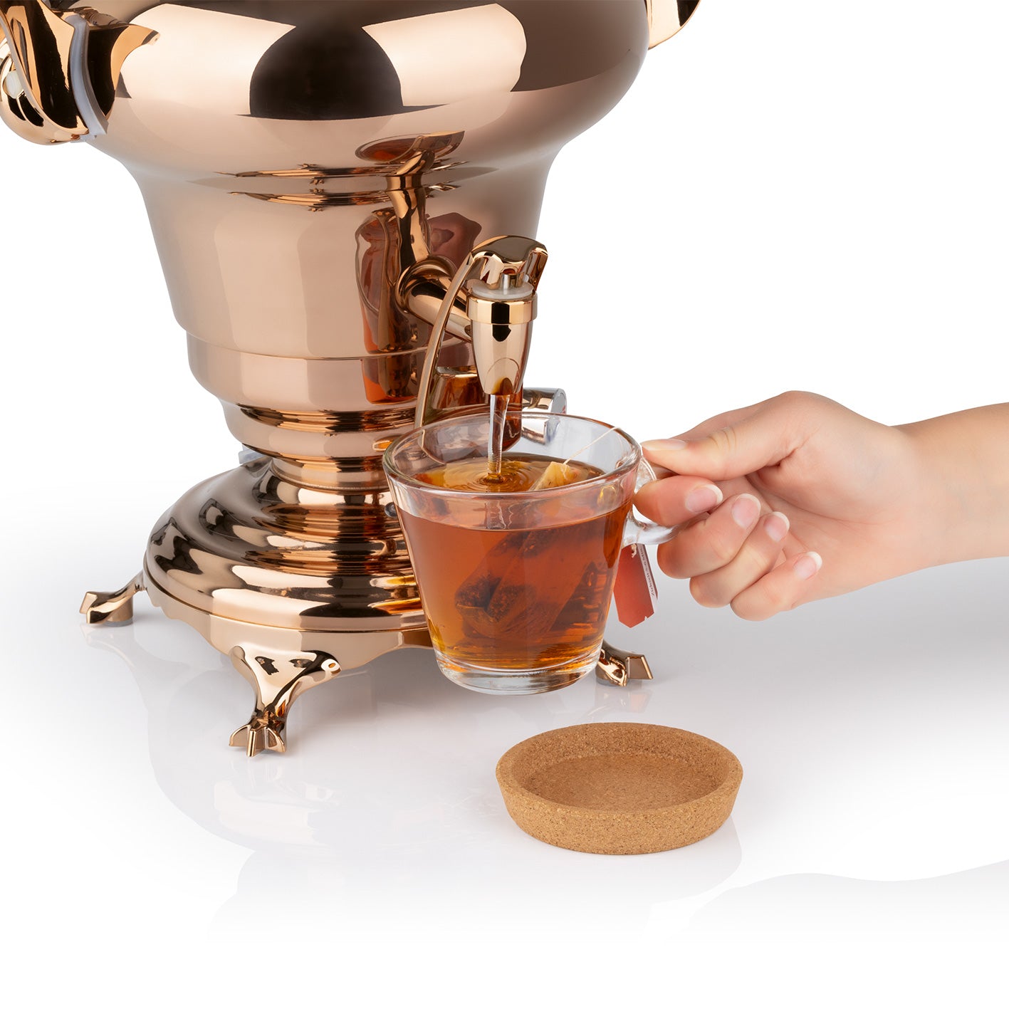 Samowar Rebecca mit Dispenser - Edelstahl/rose