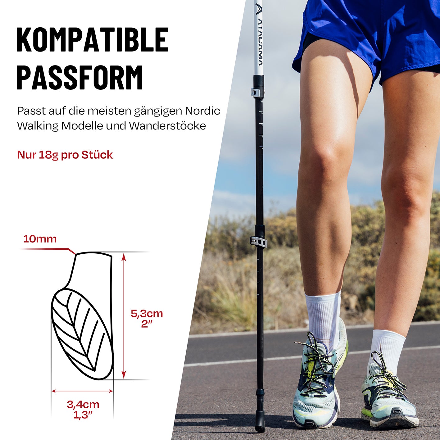 Nordic Walking Gummipuffer - 10er-Set, kompatible Ersatzspitzen für Nordic Walking und Wanderstöcke, langlebig und rutschfest.