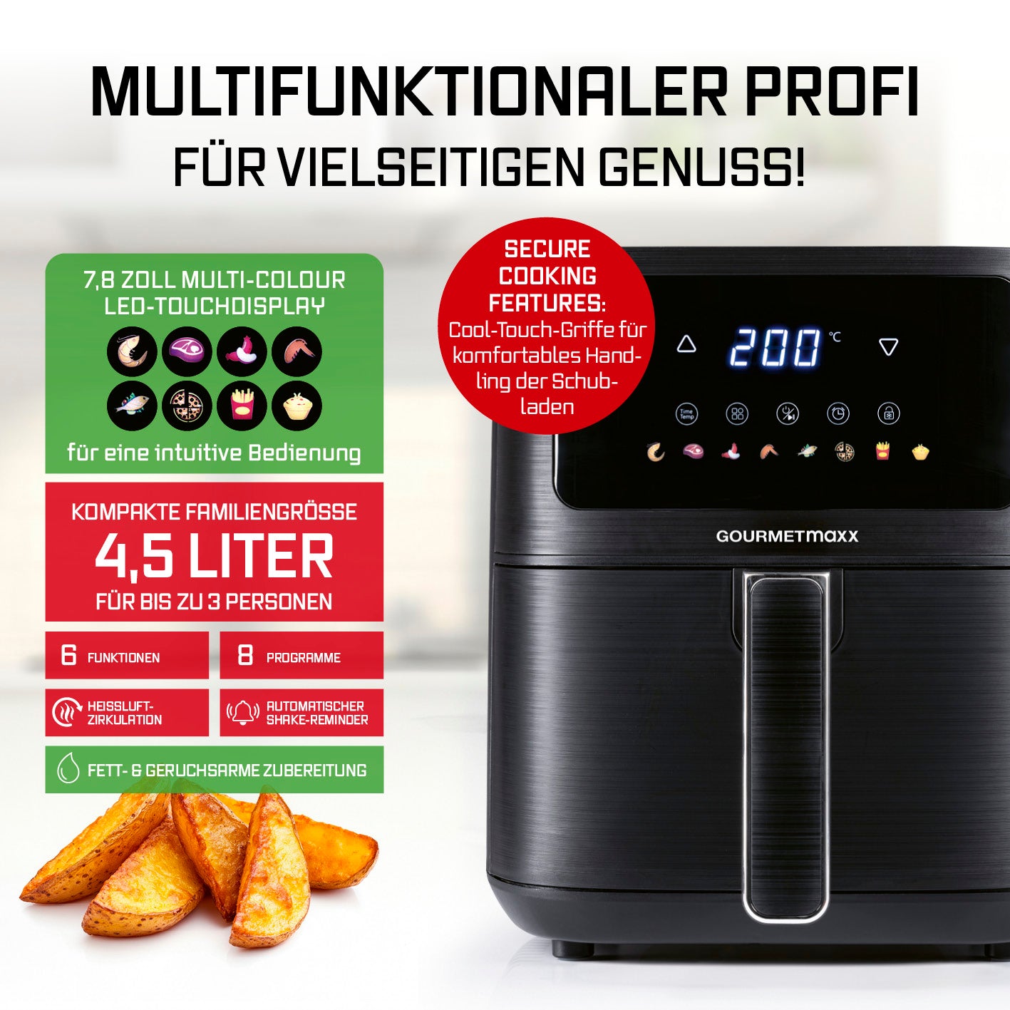 Heißluftfritteuse - 4,5 Liter