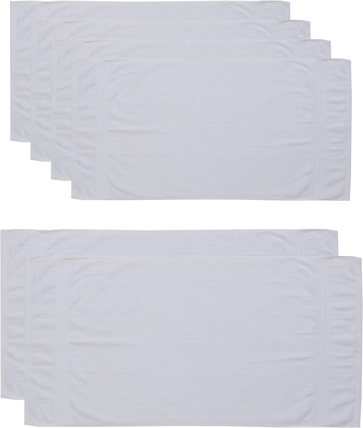 Premium Handtücher 6er-Set - 4 Handtücher 50 x 100 cm + 2 Badetücher 70 x 140 cm - Weiß aus 100 % Baumwolle, saugstark und pflegeleicht.