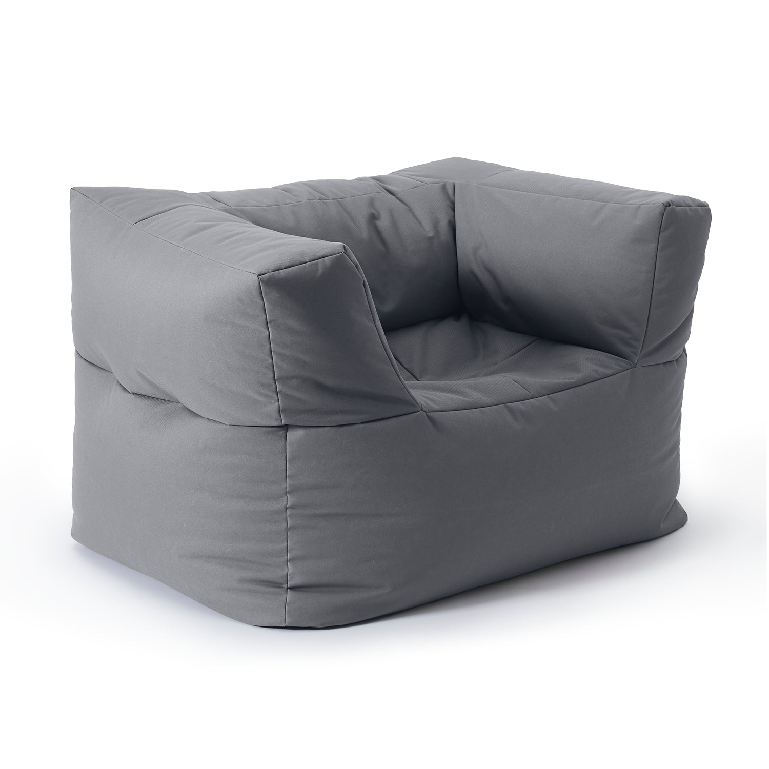 Sitzsack-Sofa Sessel (400 L) - grauer modularer In- & Outdoor-Sessel mit abwischbarem Bezug und extrastarken Nähten.