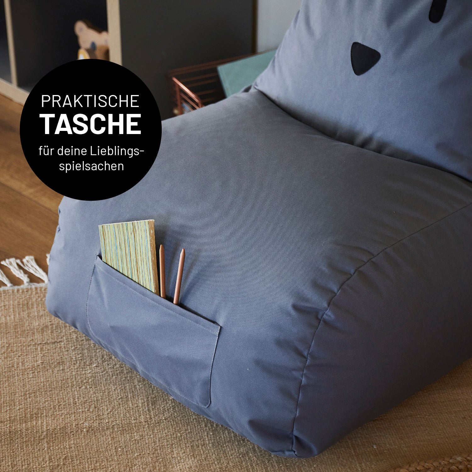 Kindersitzsack Animal Line Chick (200 L) in Pastell Pink mit praktischer Tasche, wasserabweisend und für indoor & outdoor geeignet.