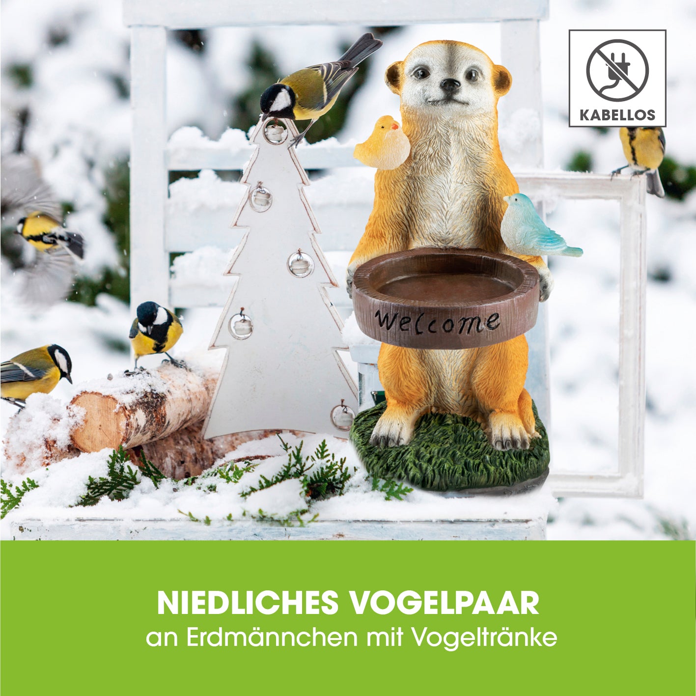 Solarleuchte Erdmännchen als Vogeltränke