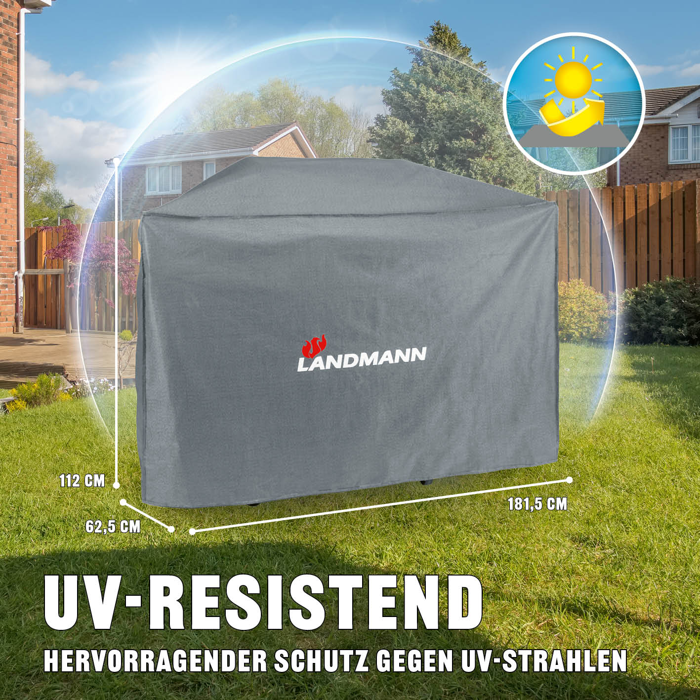 Wetterschutzhaube Premium - 181,5 x 112 x 62,5 cm - Grau