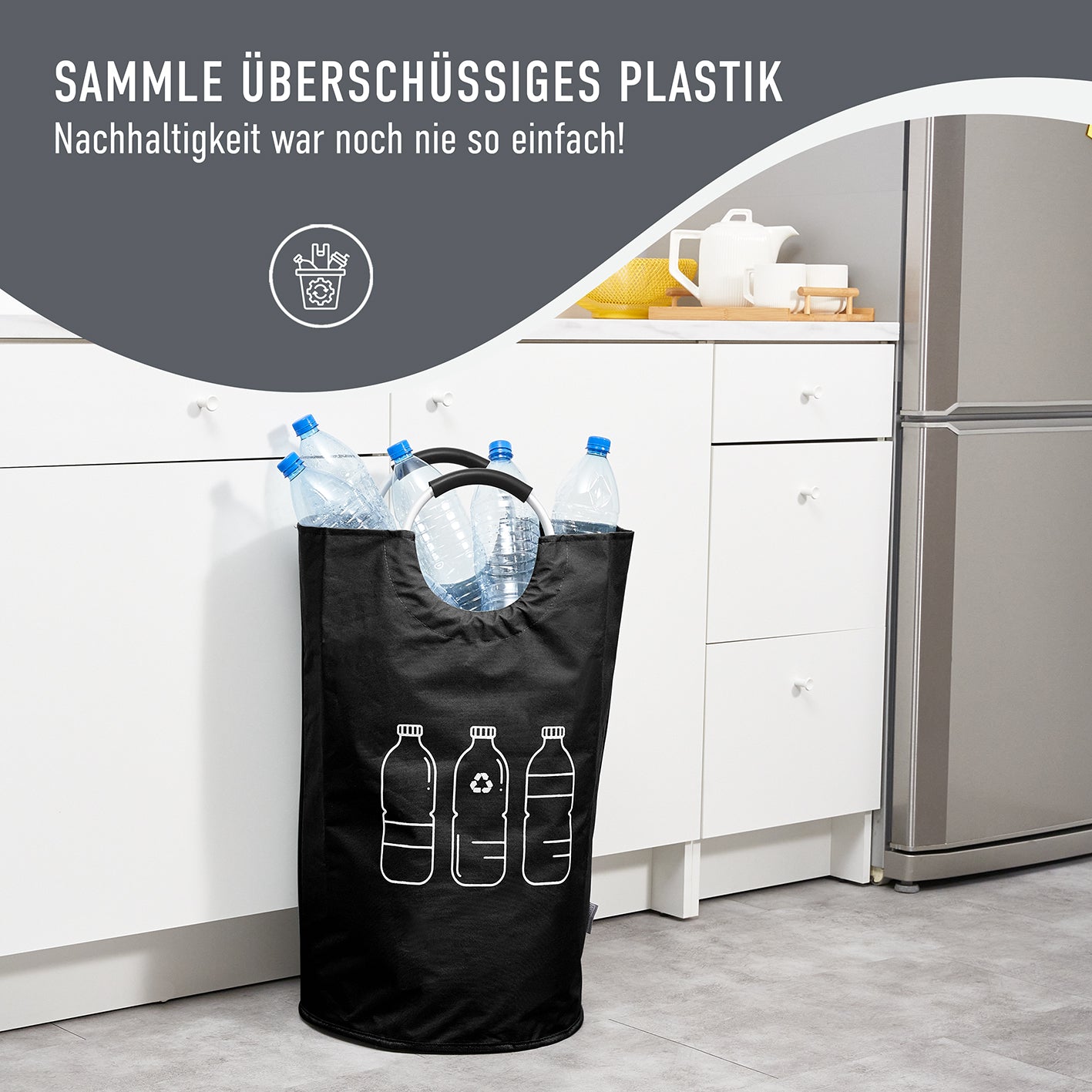 Faltbarer Pfandflaschen Sammelbehälter - Grau