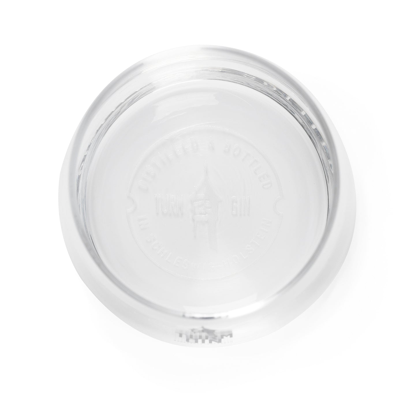 Glas mit Logo und Siegel - je 370 ml - 2er-Set im TURM GIN Design, stilvolles Servieren von Getränken, spülmaschinengeeignet.