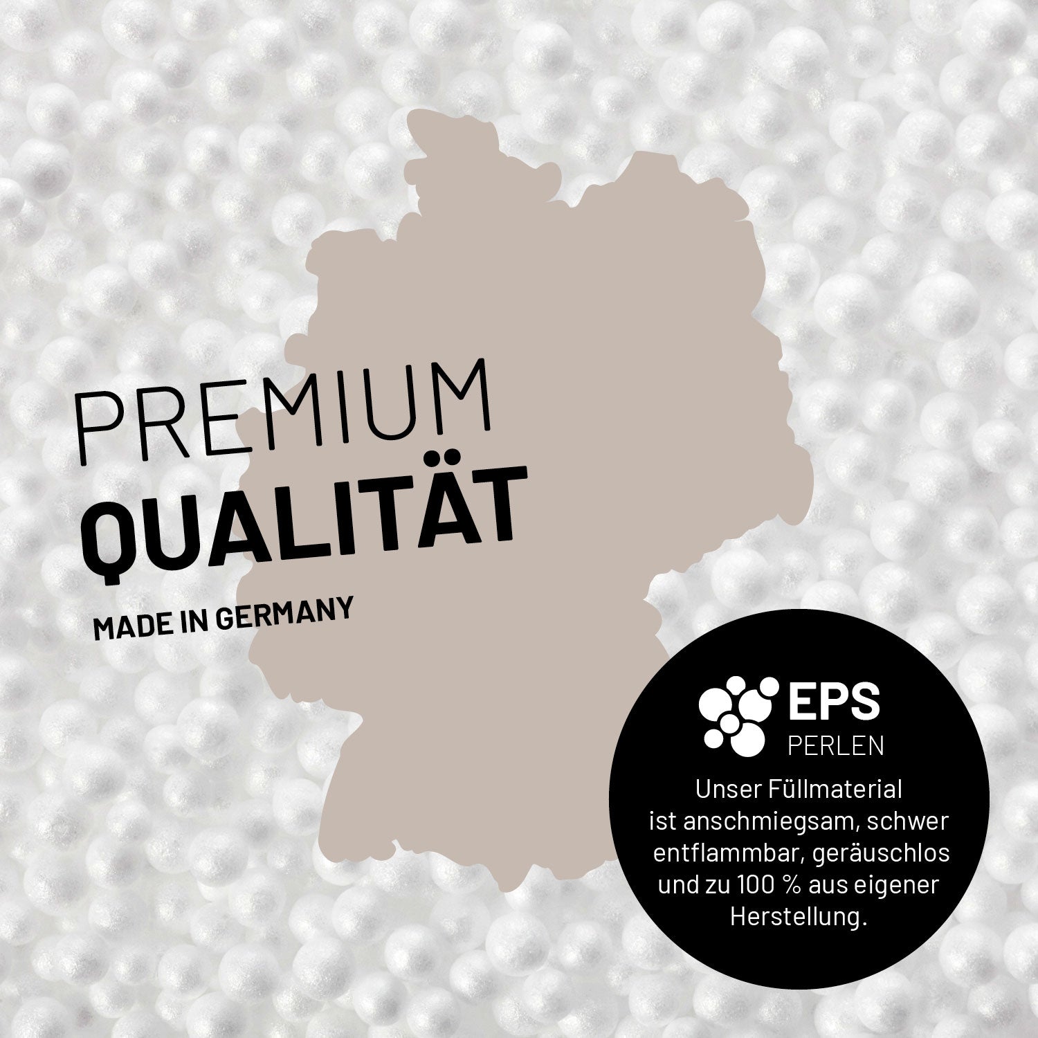 Comfort Line Sitzsack-Hocker/Pouf 50 L mit hochwertiger, geruchsneutraler EPS-Füllung aus deutscher Herstellung, ideal für drinnen, Dunkelgrau.