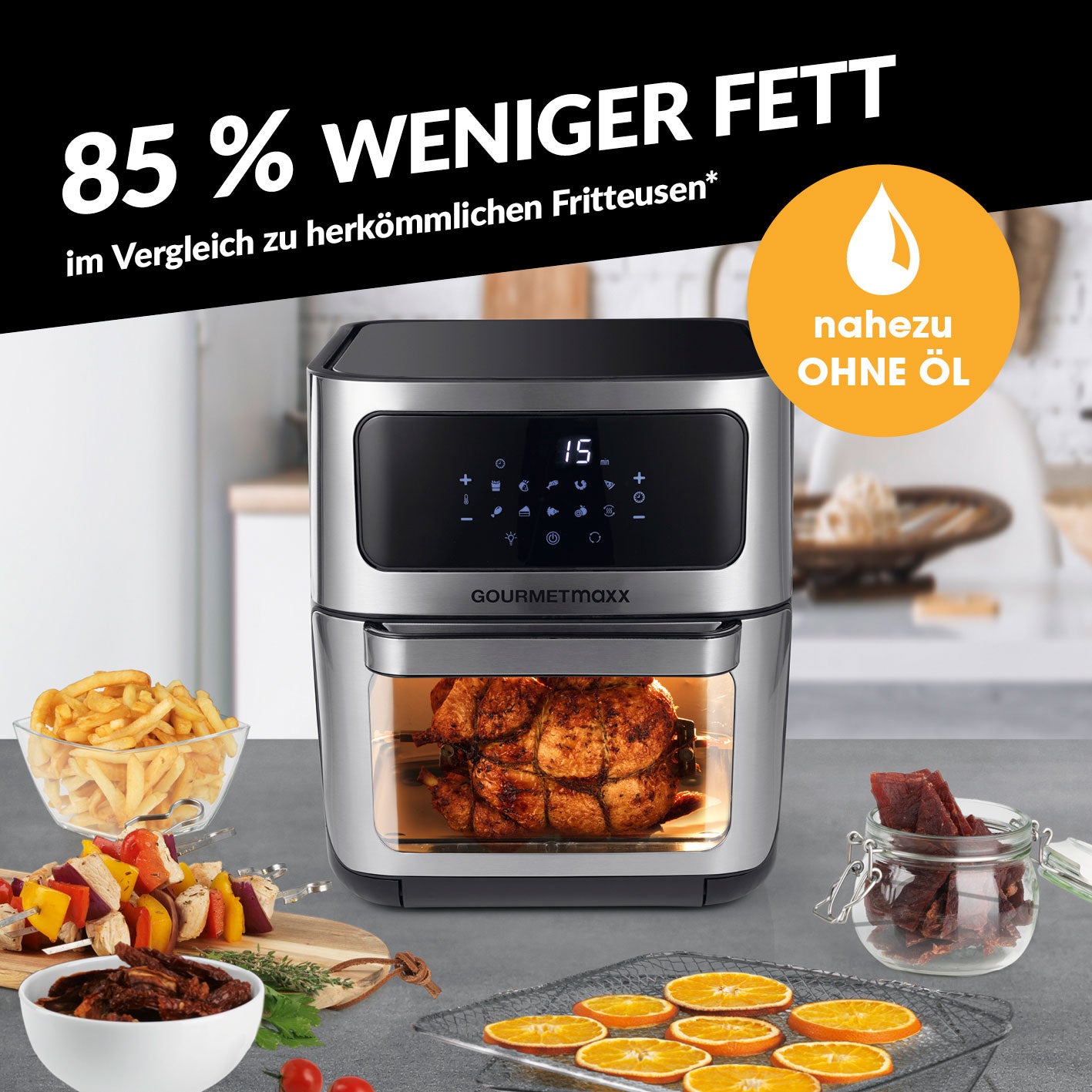 Heißluft-Ofen Digital mit Sichtfenster - 12l