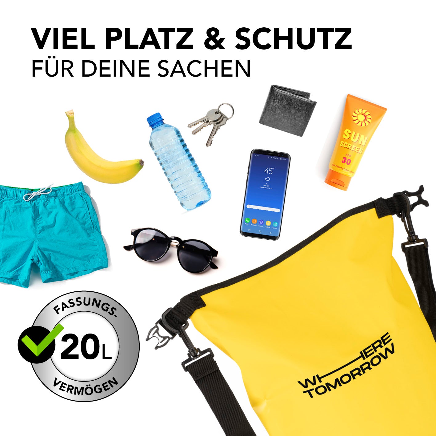 Dry Bag 20L - Style 01 - Gelb