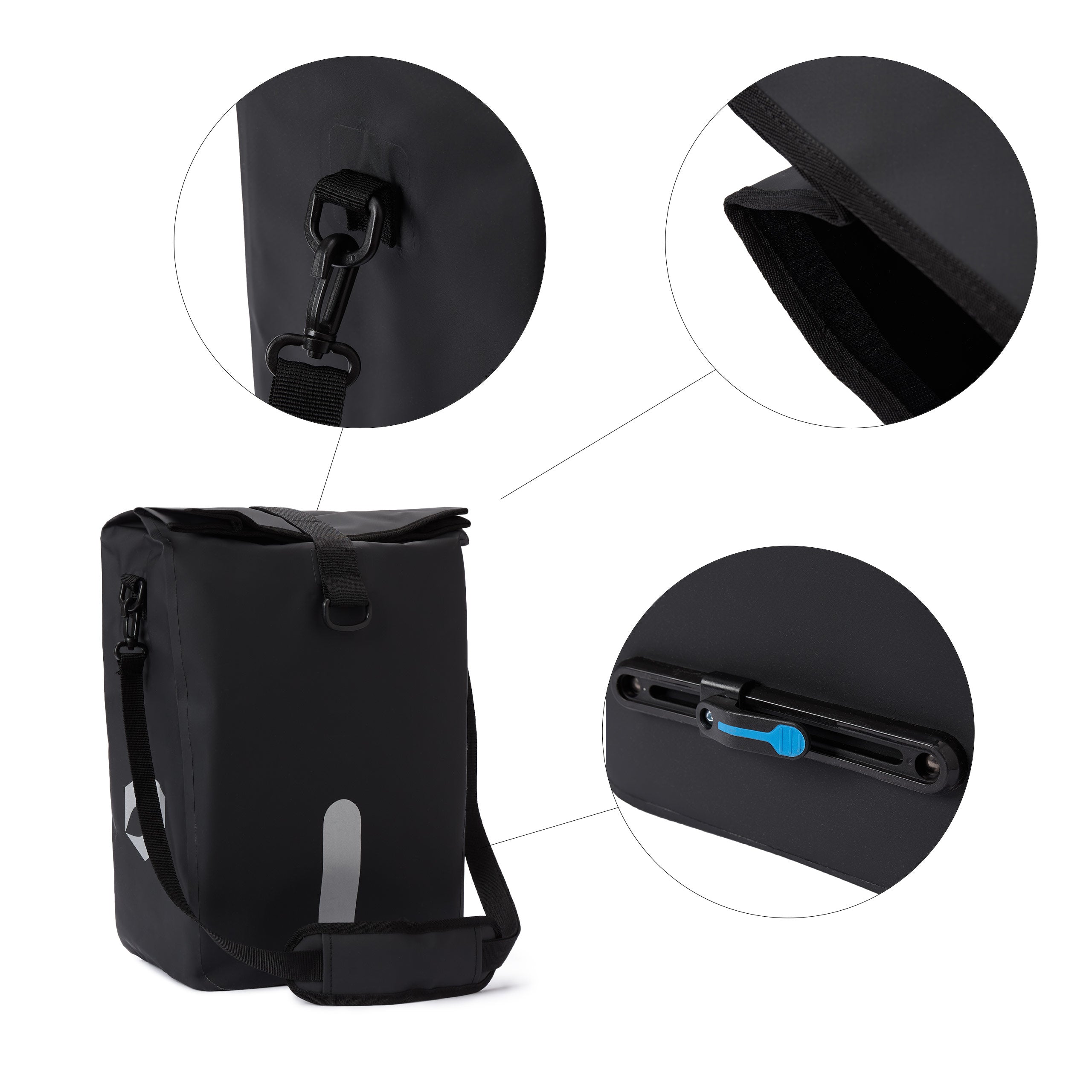 Wasserdichte Fahrradtasche Roll-Top - 21 L - Schwarz