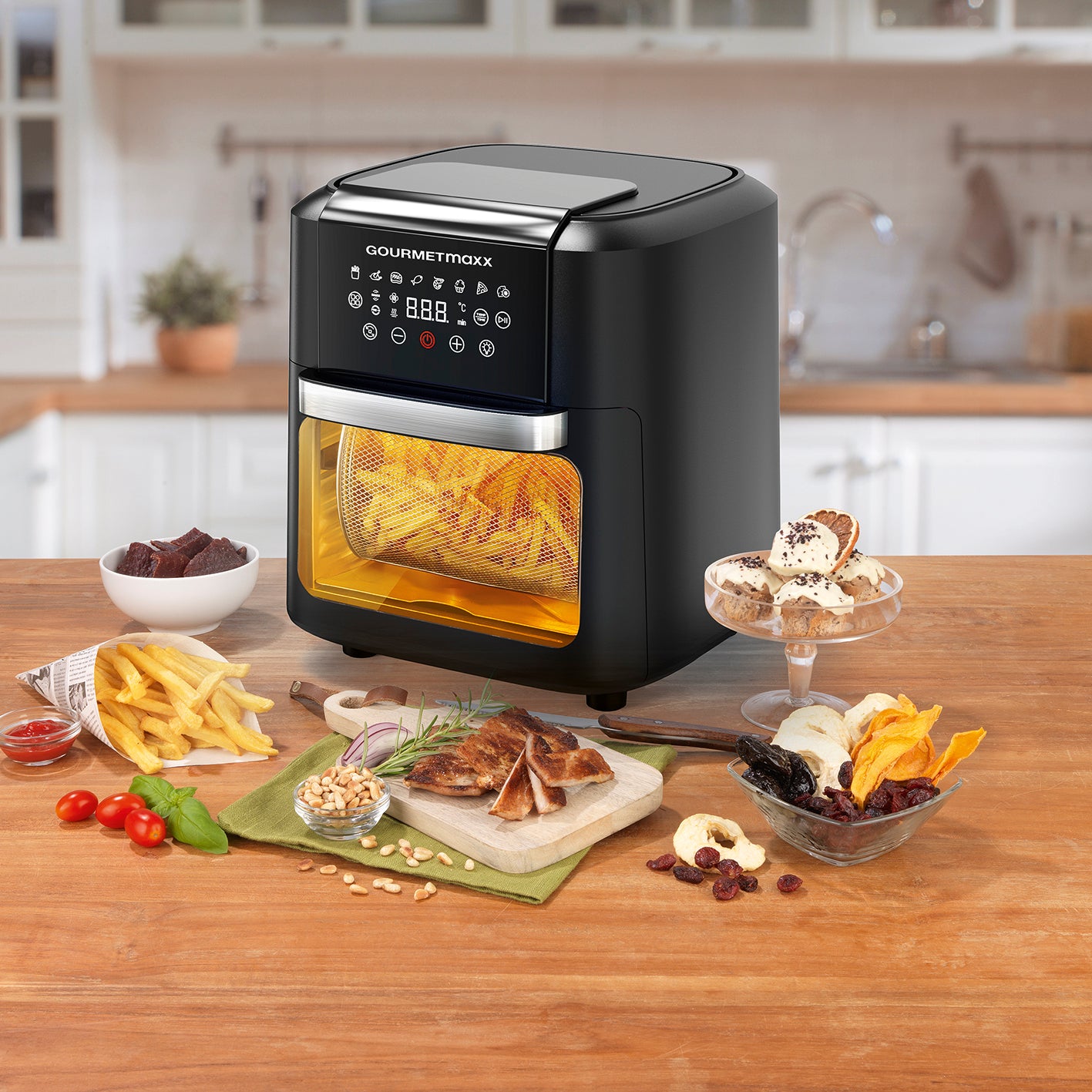 4in1-Heißluftfritteuse mit Touchdisplay - 11 L