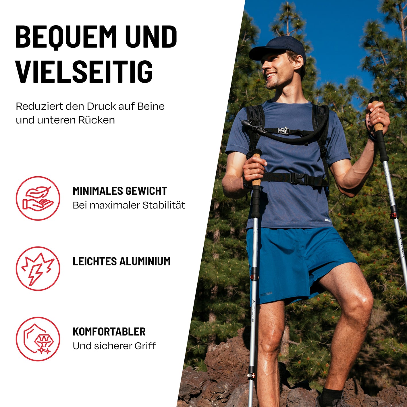 Teleskop Wanderstöcke - Aluminium - 63 cm /135 cm