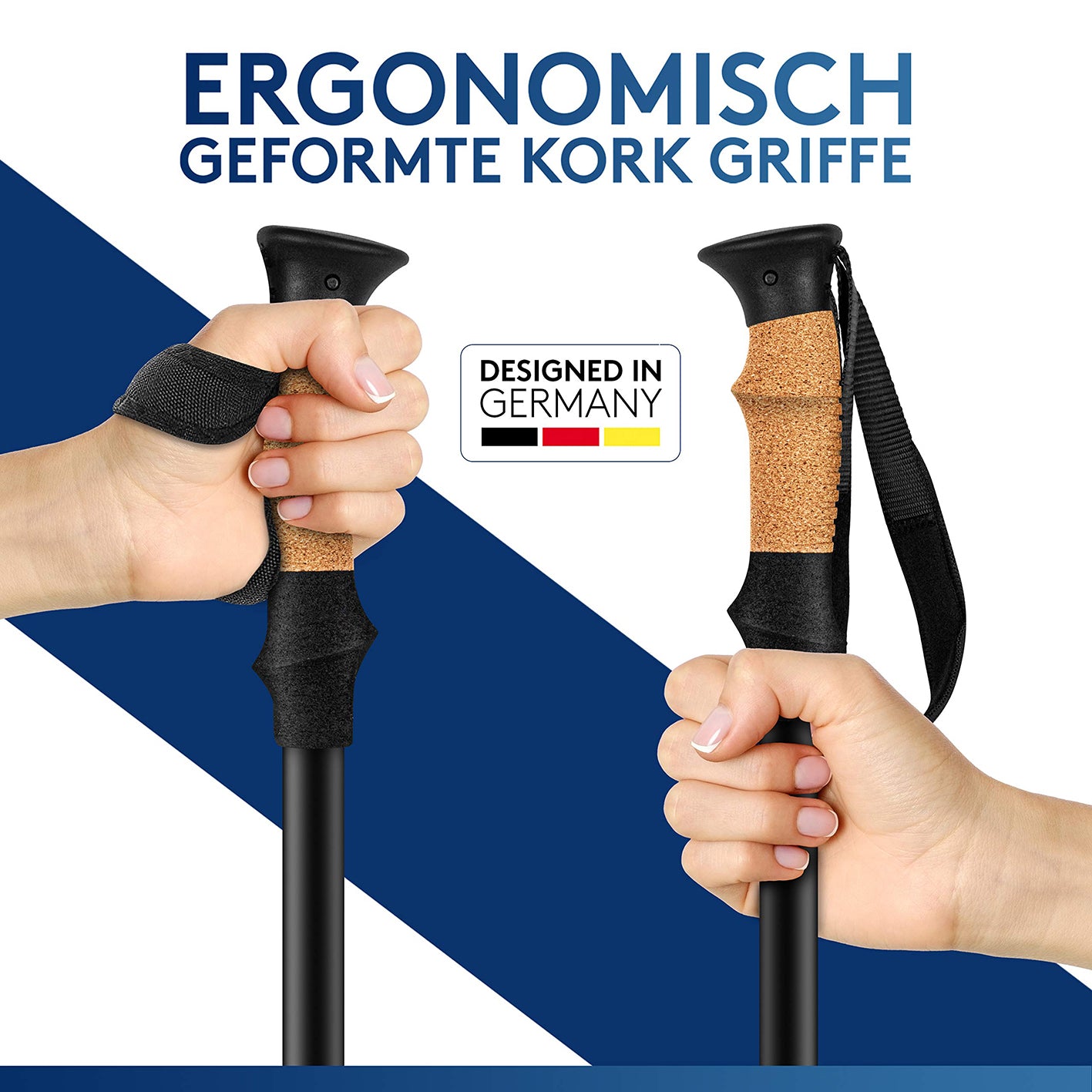 Teleskop Wanderstöcke mit Gummipuffer Set - Aluminium