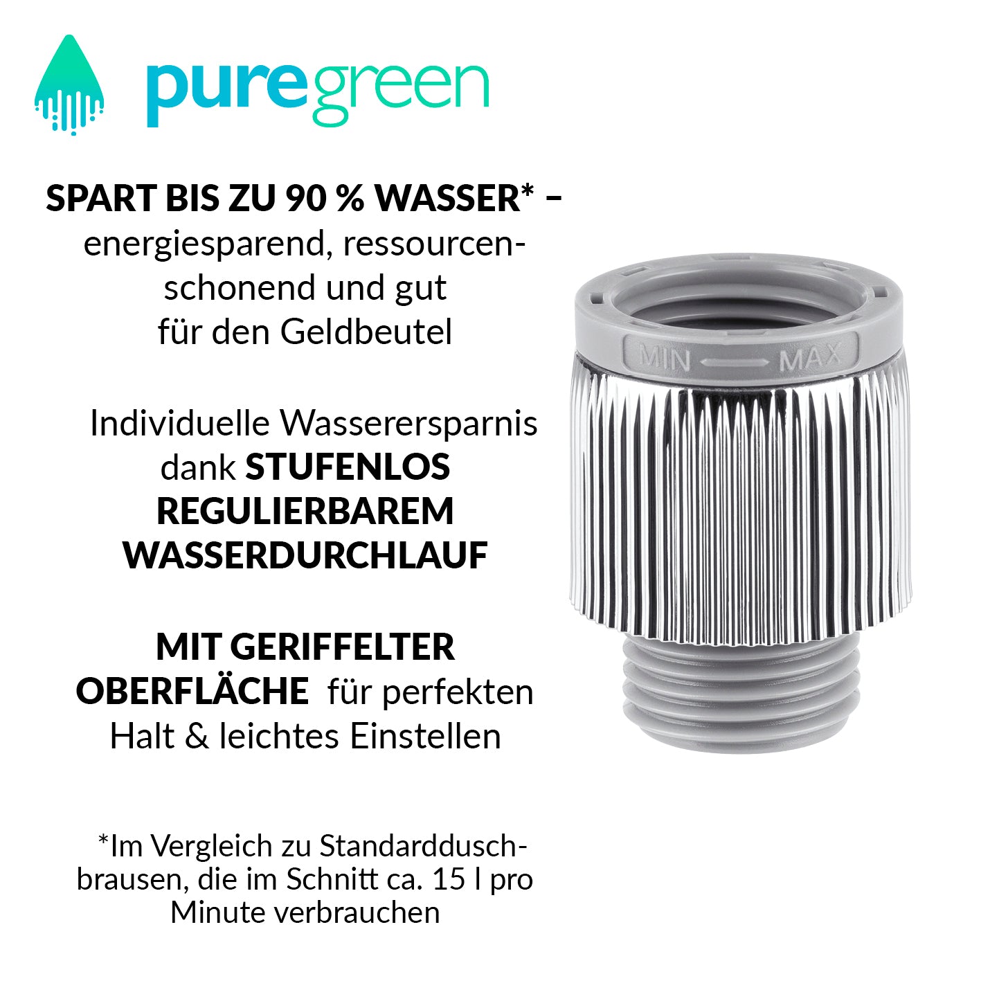 Einstellbarer Wassersparer für die Dusche - chromfarben - 2er-Set