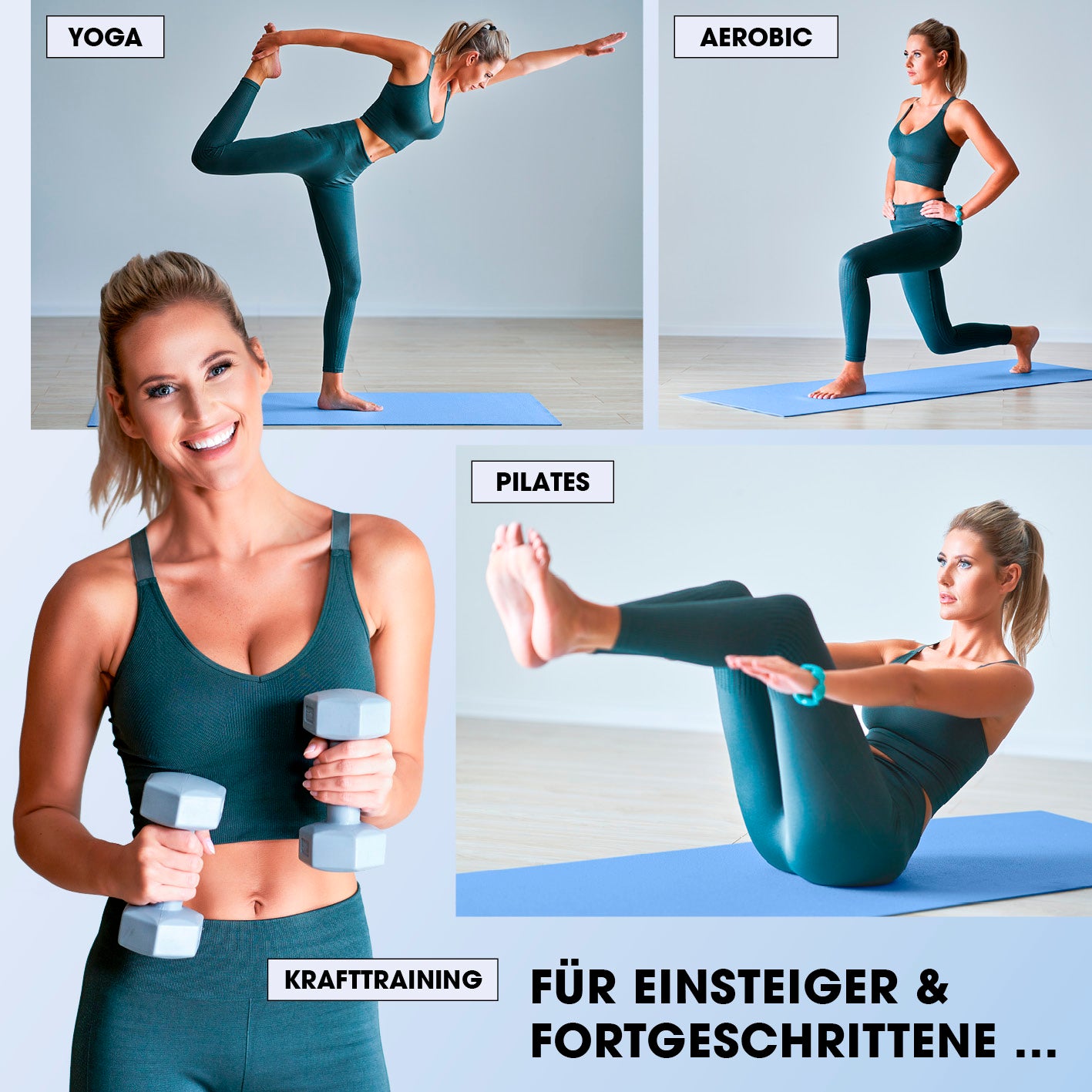 Fitness- und Gymnastikmatte - 183 x 61 x 1,5 cm - Blau