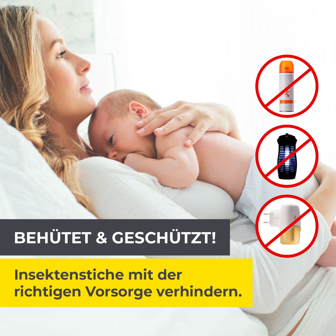 Insektenschutzgitter mit Klettbefestigung - 4er-Set schützt Babys vor Insektenstichen ohne Chemie oder Strom.