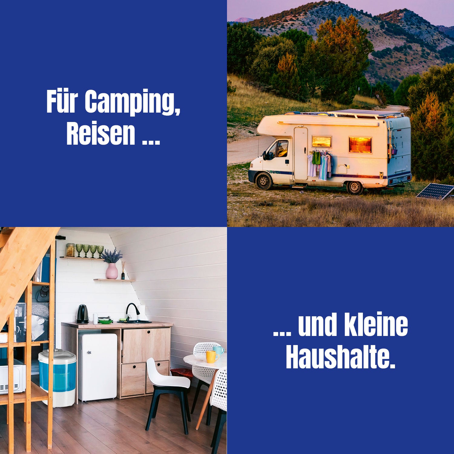 Mini-Waschmaschine - 260 Watt - weiß/blau, ideal für Camping, Reisen und kleine Haushalte, kompakt und leicht zu transportieren.