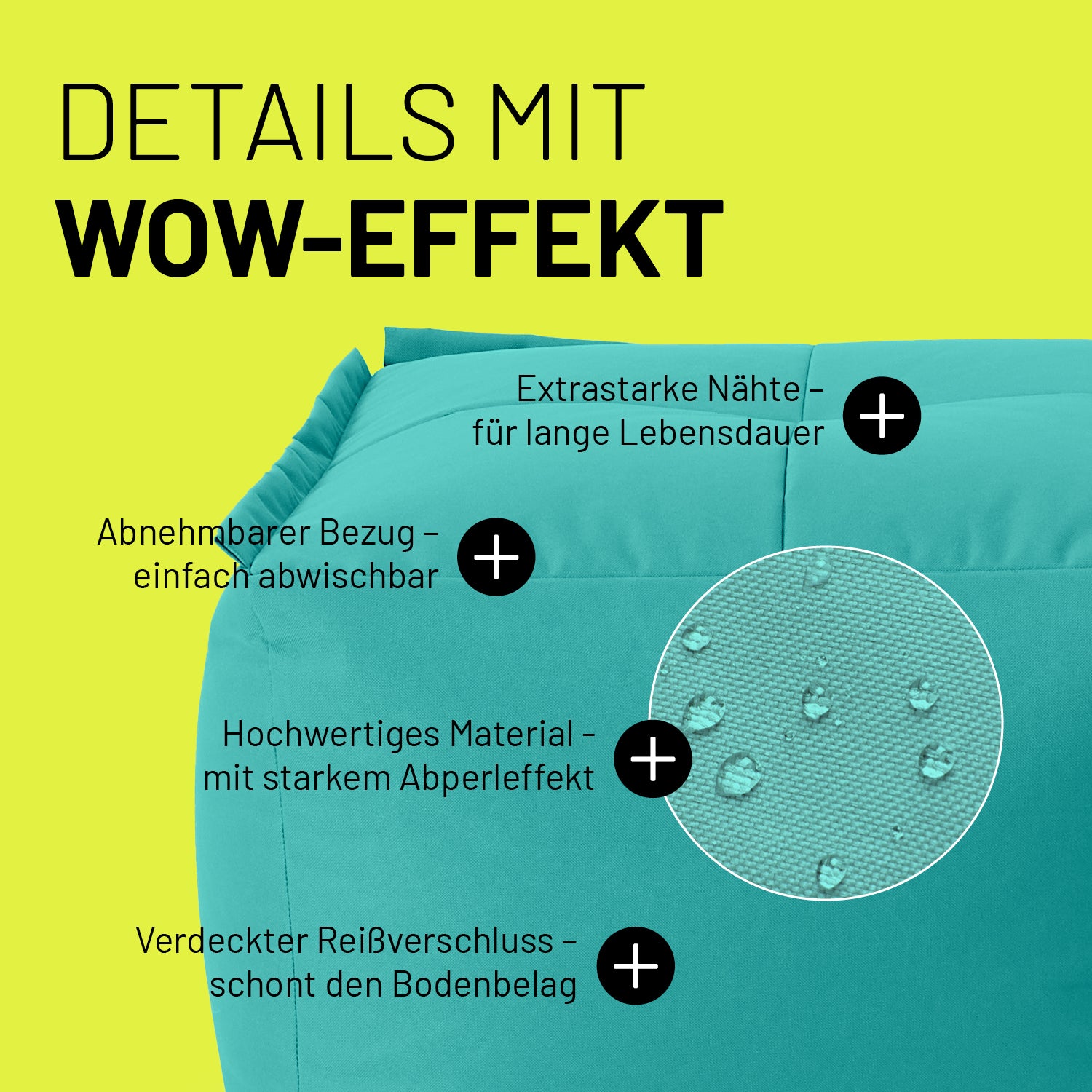 Basic Set (5-tlg.) - Modulares System - In- & outdoor - Türkis mit abnehmbarem, abwischbarem Bezug und extrastarken Nähten für lange Lebensdauer.