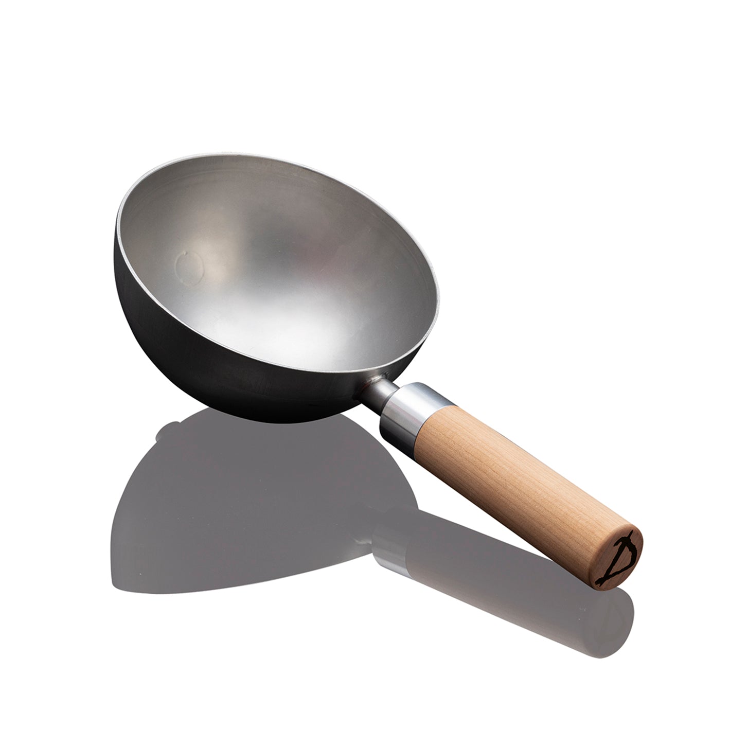 Schwarze Pfanne mit Holzgriff aus dem Tisch-Kochset für bis zu 2 Personen - Edelstahl/schwarz, ideal zum Braten und Wokken.