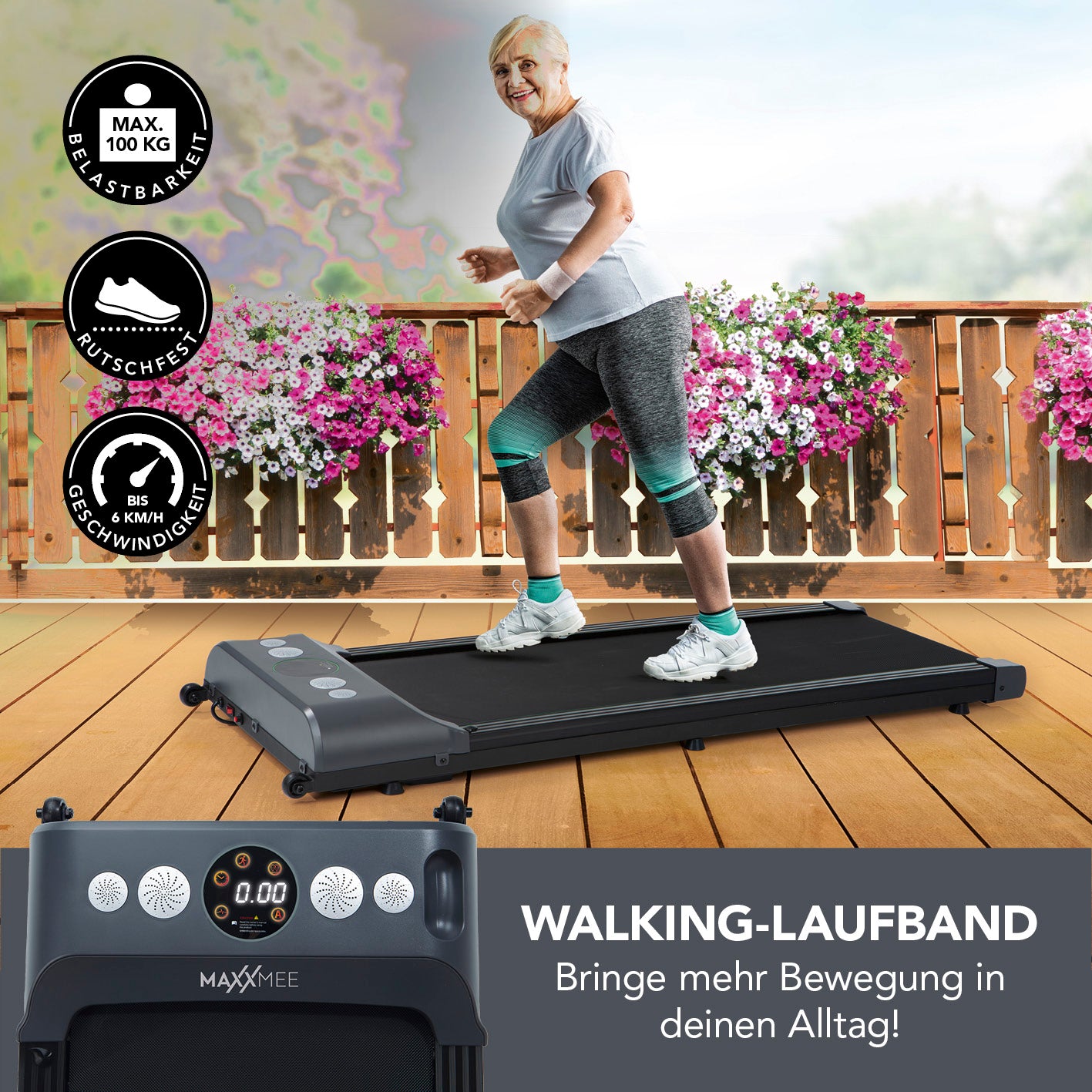 Laufband - 1-6km/h - Maximale Belastbarkeit von 100 kg