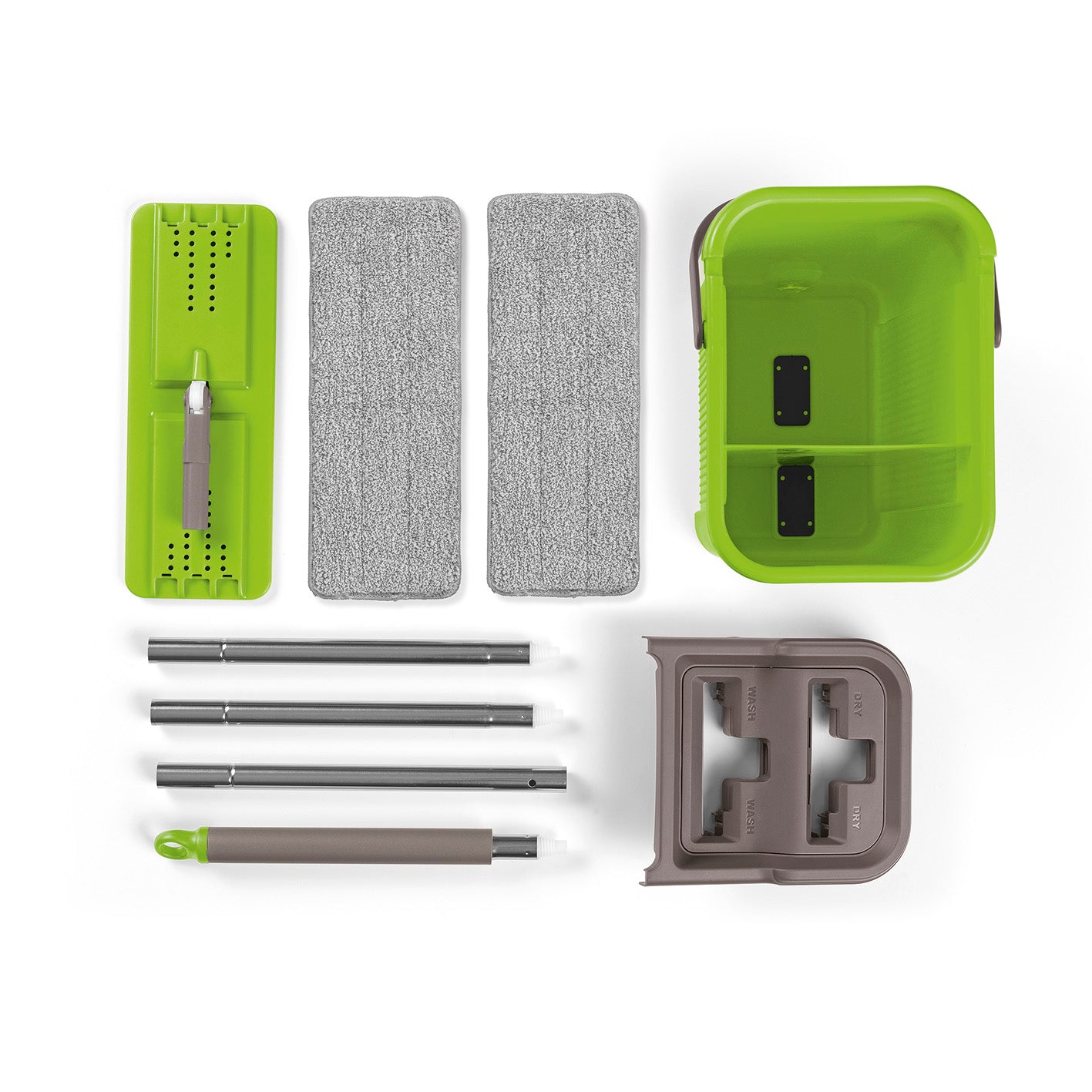 Komfort-Mopp Smart 7,5 l, Eimer mit 2-Kammer-System und Wischmopp-Aufbau in limegreen für schonendes Reinigen.