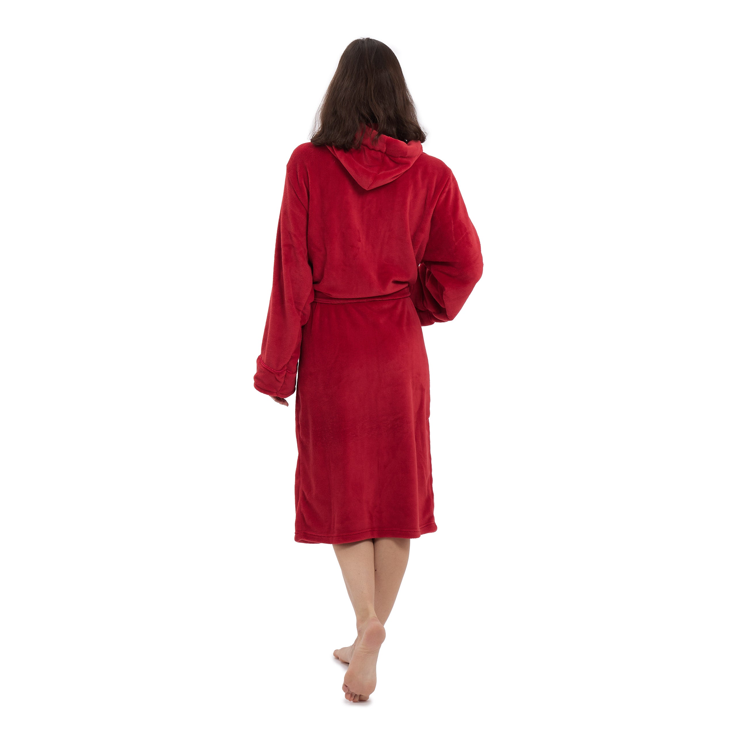 Luxury Mikrofaser Bademantel mit Kapuze für Damen und Herren - Rot - Größe XXL