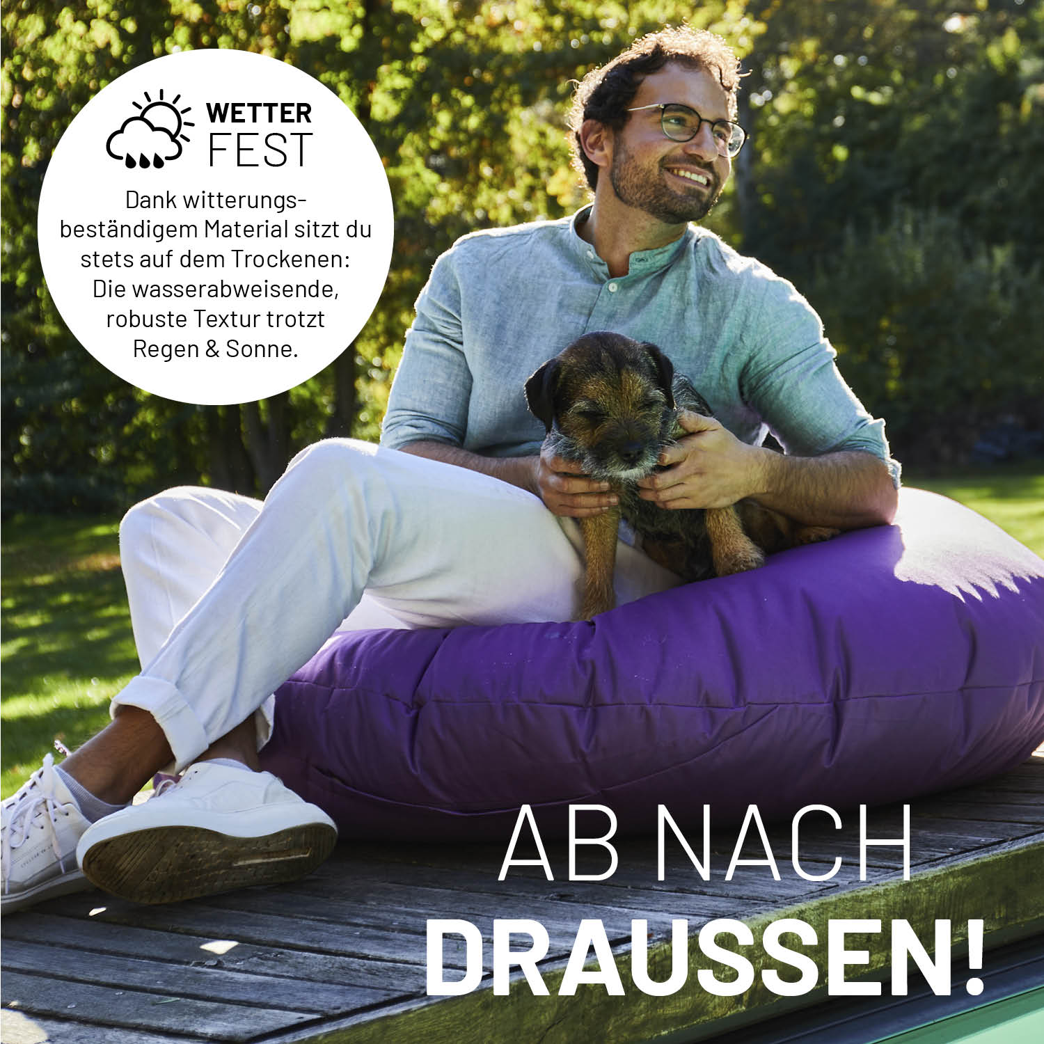 Sitzsack Drops (300 L) - indoor & outdoor - Silbergrau, wetterfest und bequem mit wetterbeständigem, wasserabweisendem Material.